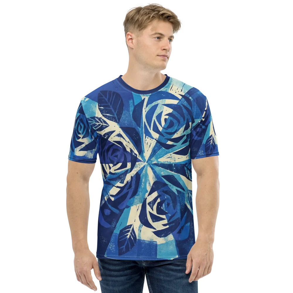 Radial Strahlen T-Shirt — Konstruktivismus Linocut Indigo — Ansicht 8