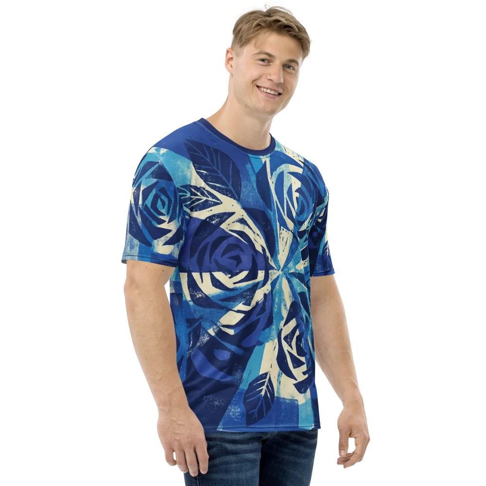 Radial Strahlen T-Shirt — Konstruktivismus Linocut Indigo