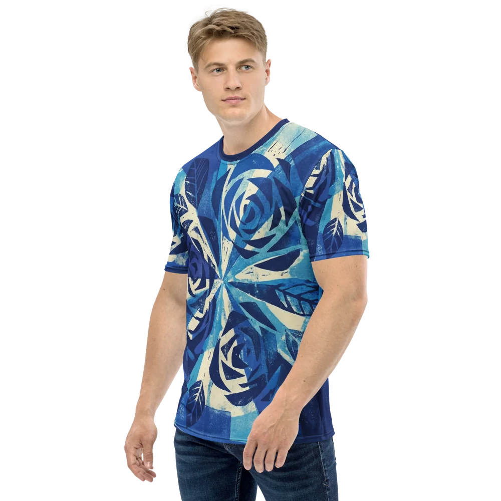Radial Strahlen T-Shirt — Konstruktivismus Linocut Indigo