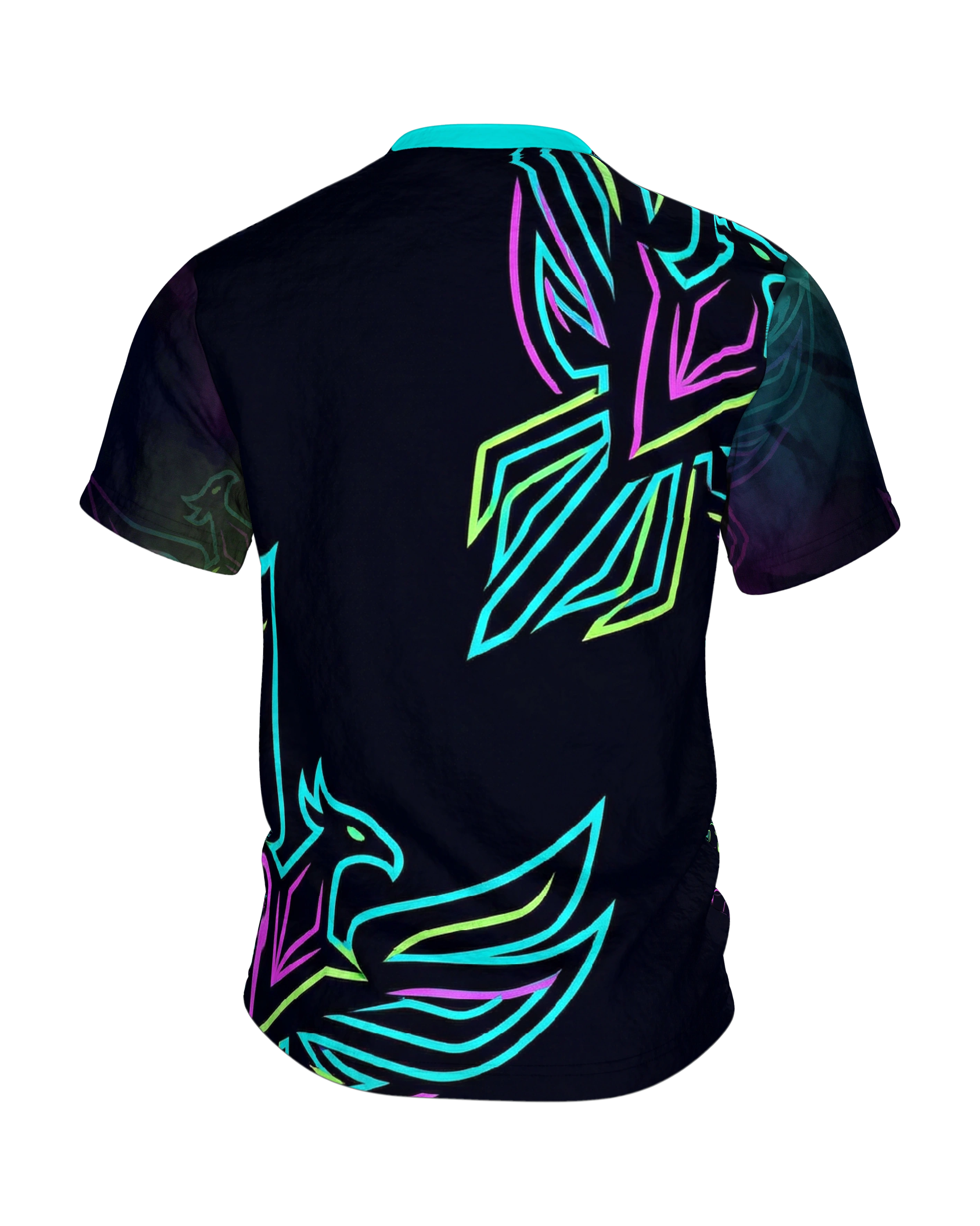Neon Phönix T-Shirt: Cyberpunk Style, Rückseite