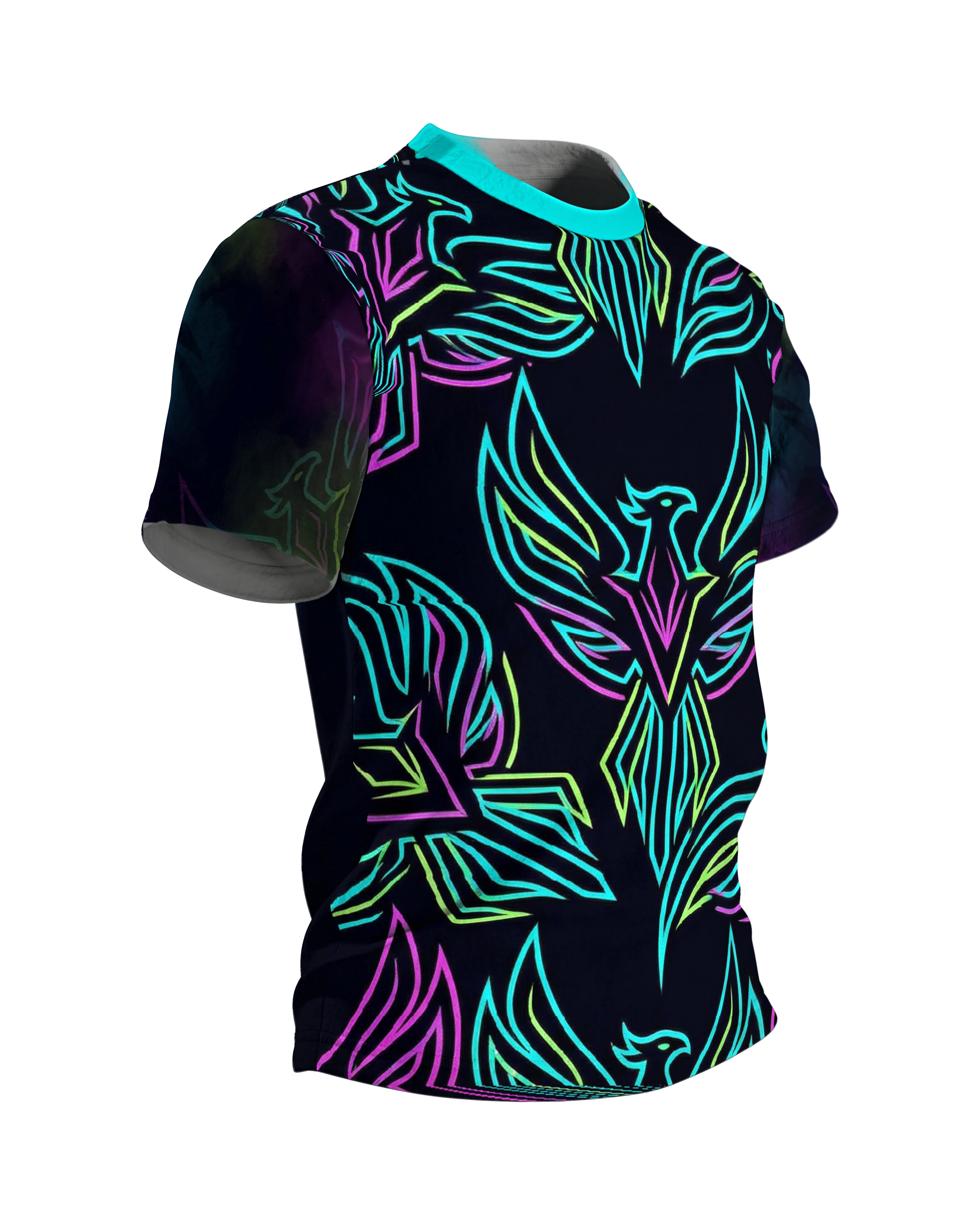 Neon Phönix T-Shirt: Cyberpunk Style, Seitenansicht links