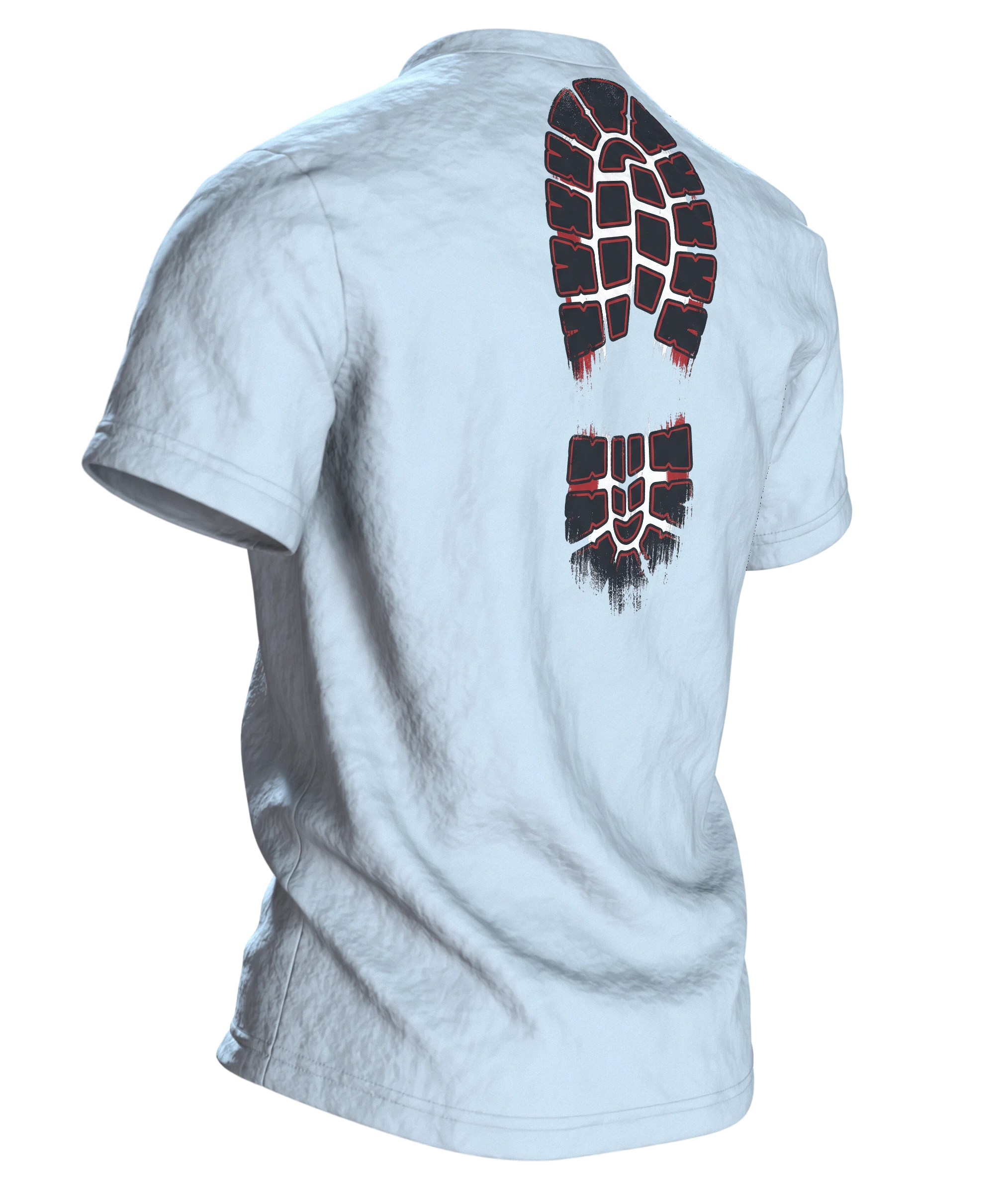 Feierabend T-Shirt "Feierabend ist mein Kardio", Werkstatt-Wappen aus Schraubenschlüssel und Flaschenöffner, Rückseite schräg rechts