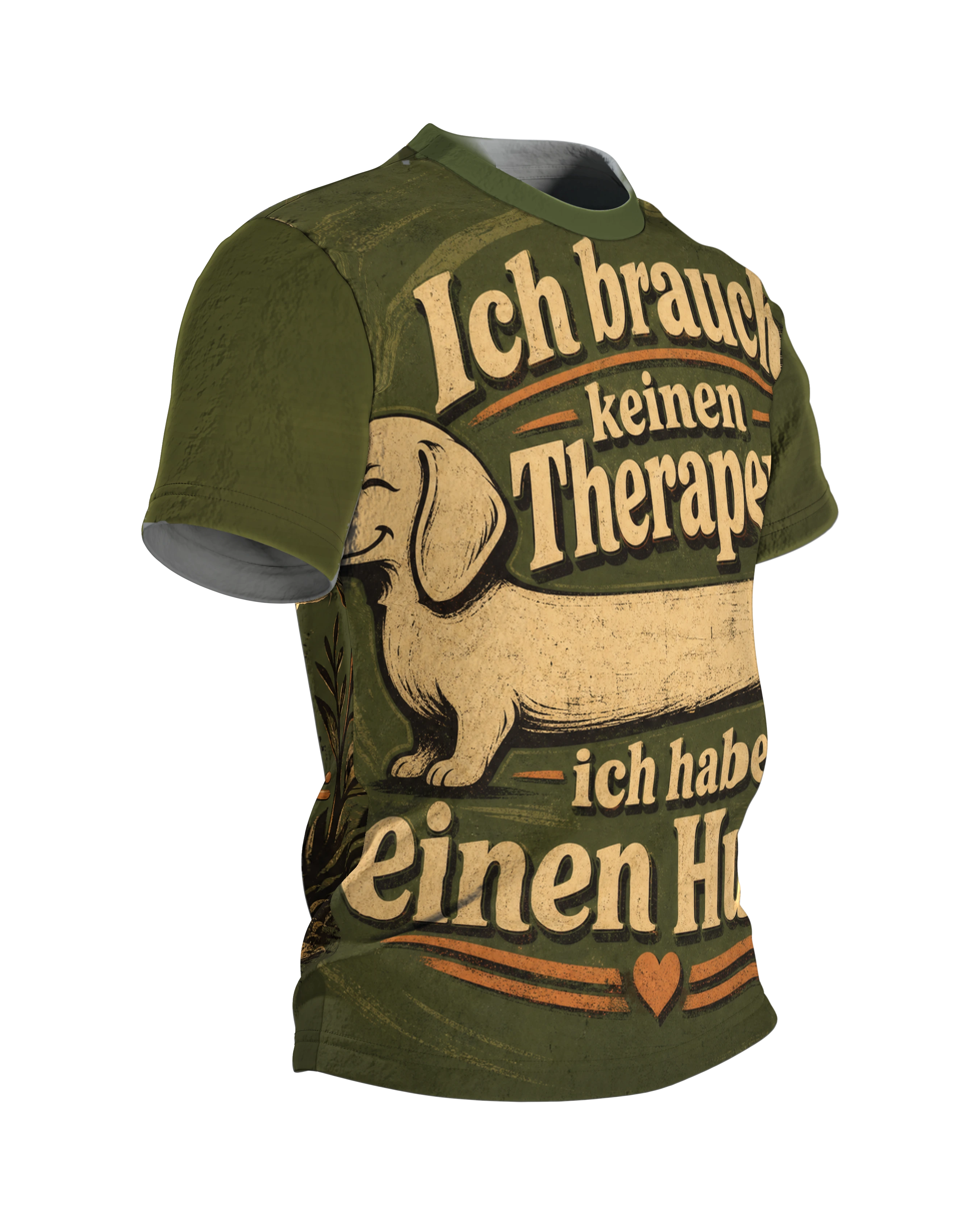 Kein Therapeut, ich hab einen Hund T-Shirt: Witziges Dackel Motiv, Seitenansicht links