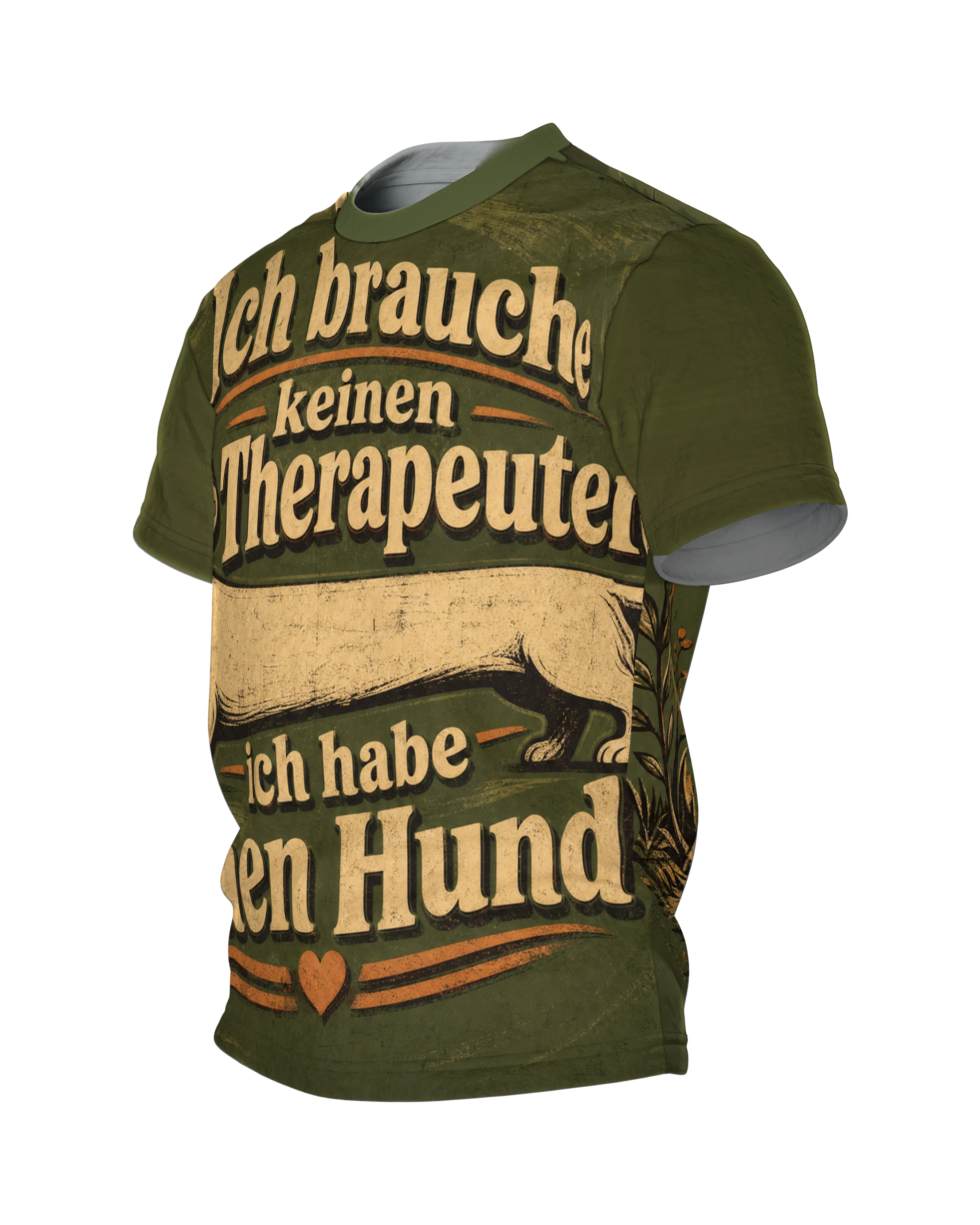 Kein Therapeut, ich hab einen Hund T-Shirt: Witziges Dackel Motiv, Seitenansicht rechts
