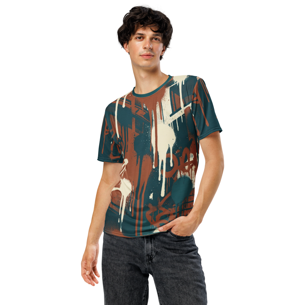 Graffiti Drips — Petrol Burgundy Urban Street T-Shirt