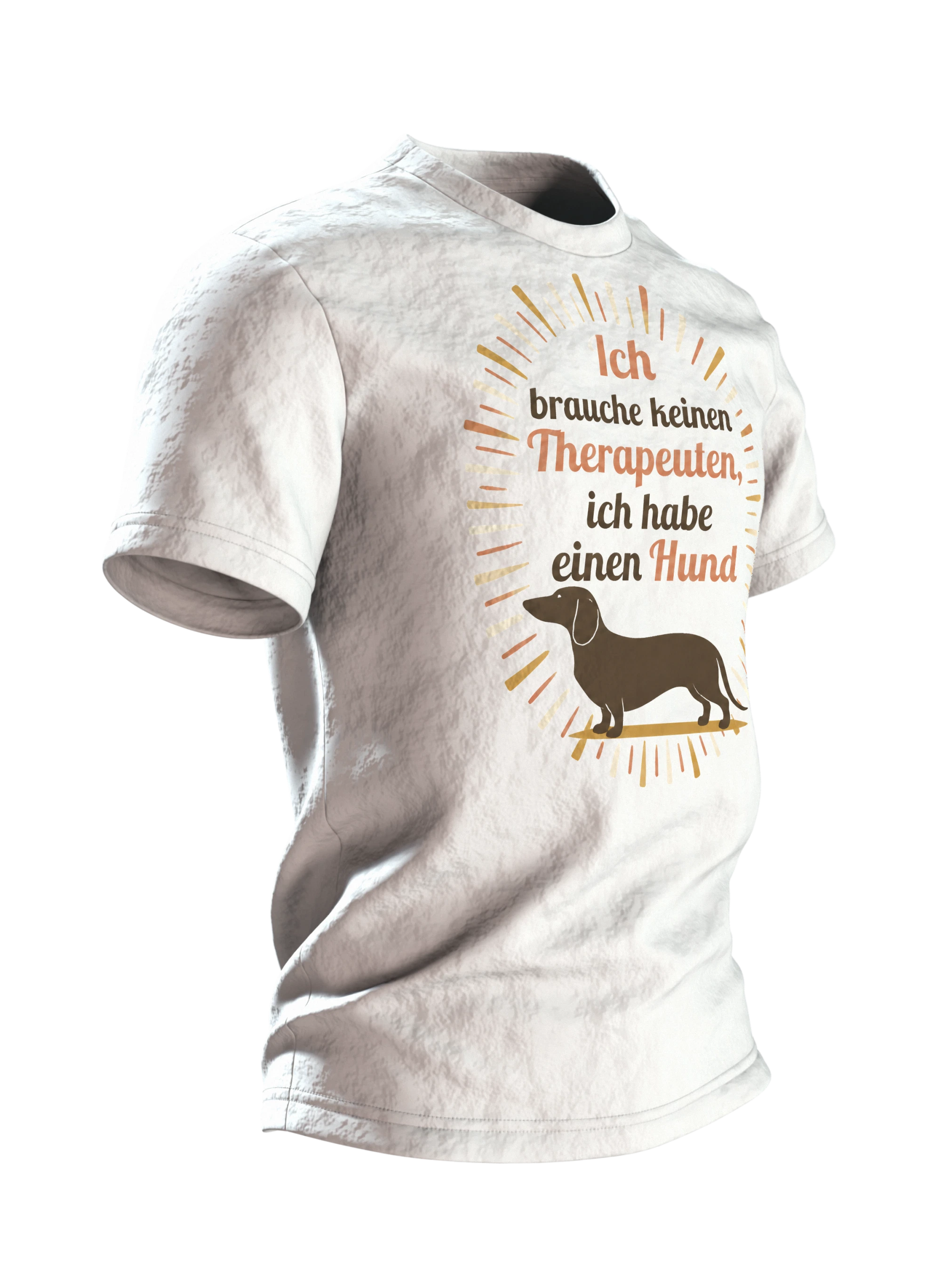 Hund Therapeut Spruch T-Shirt: Vintage Dackel Design, Seitenansicht links