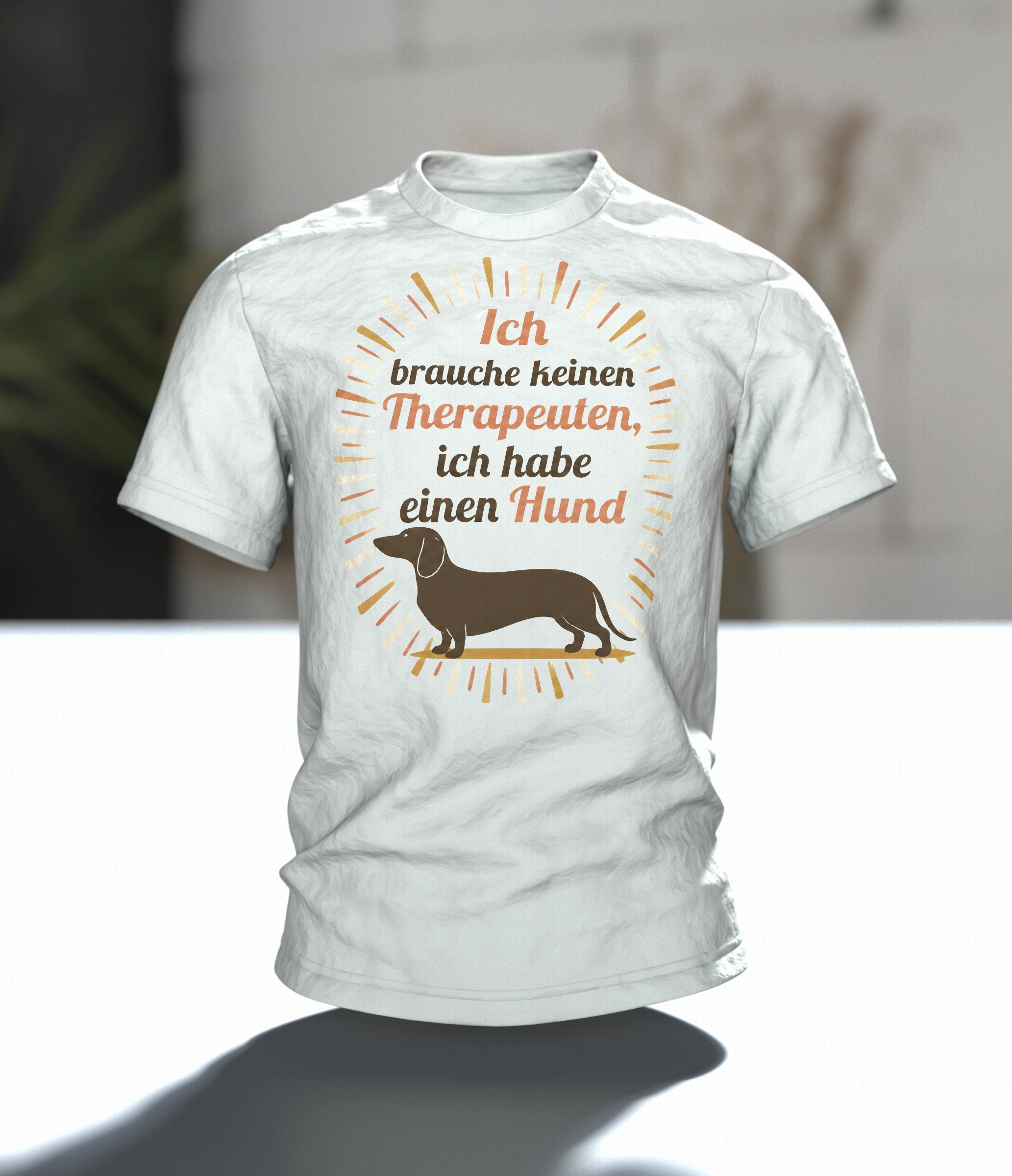 Hund Therapeut Spruch T-Shirt: Vintage Dackel Design, Im Raum