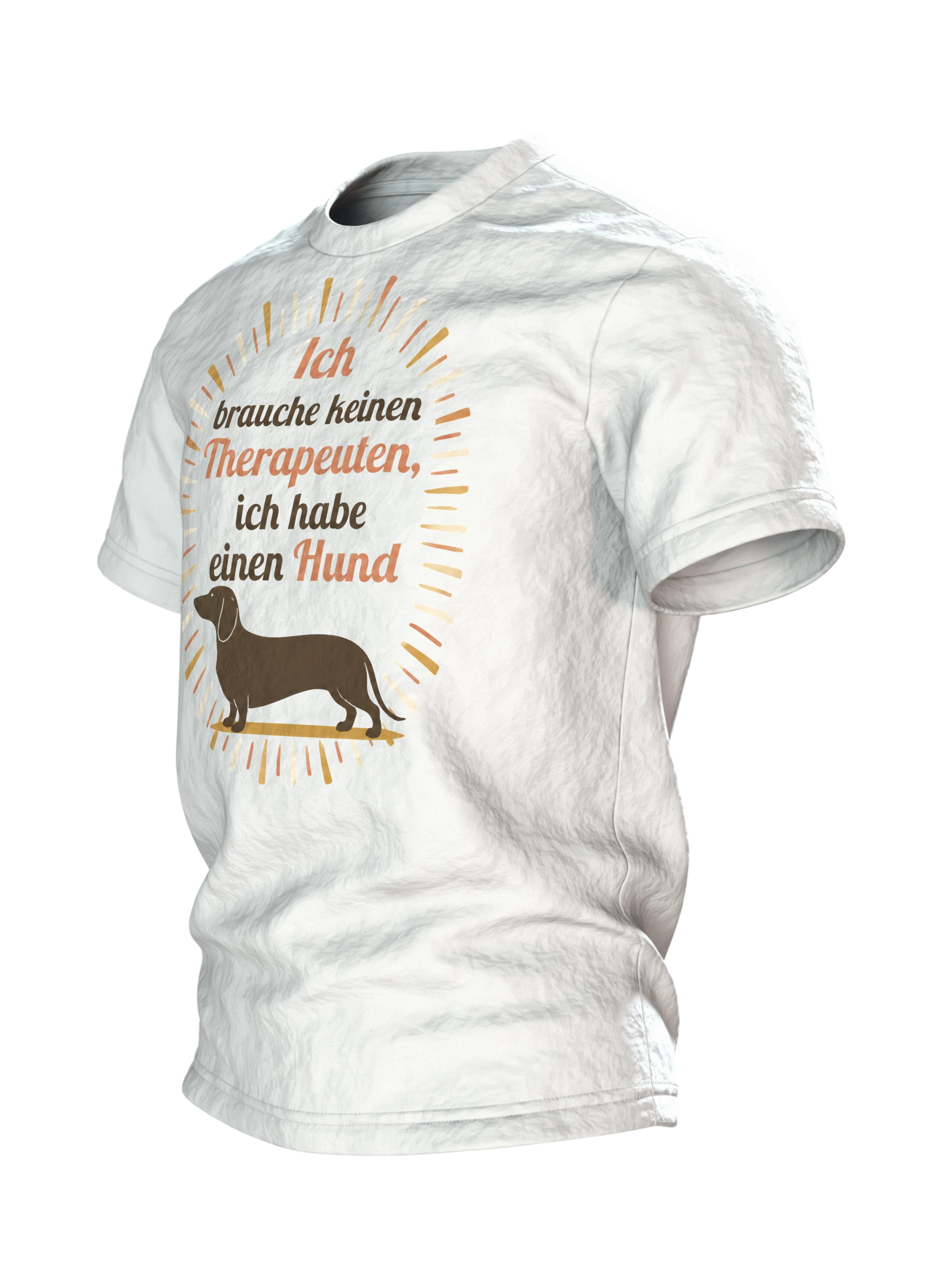Hund Therapeut Spruch T-Shirt: Vintage Dackel Design, Seitenansicht rechts