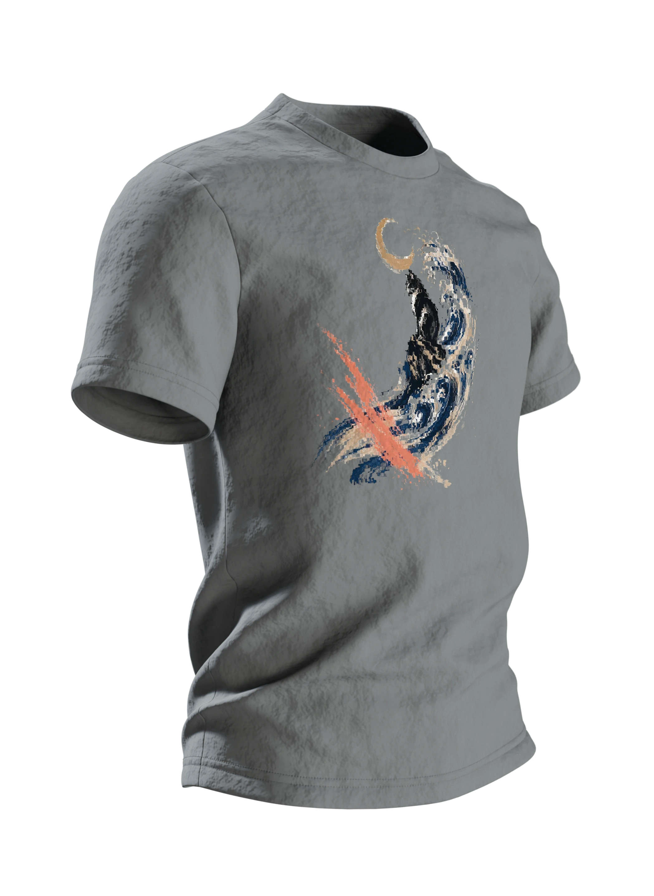 Schwarze Katze auf tosender Welle – Japan T-Shirt
