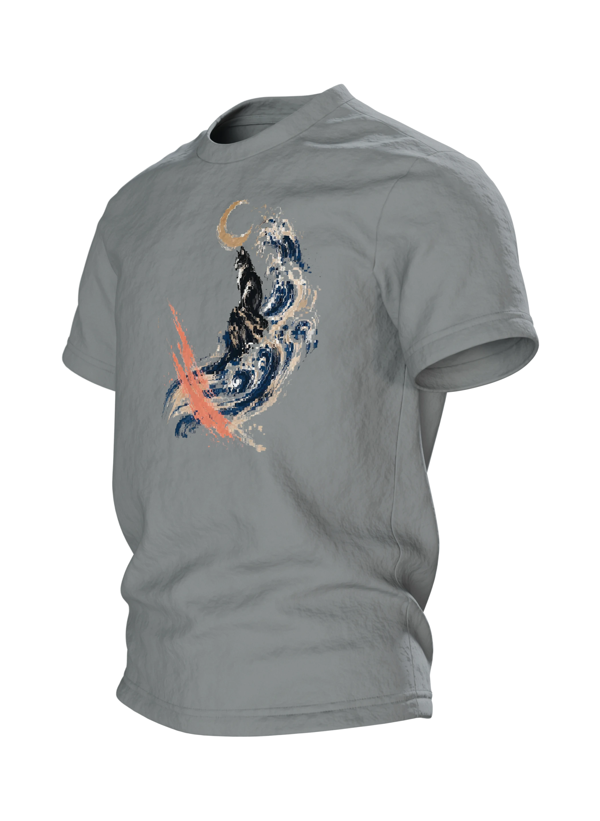 Schwarze Katze auf tosender Welle – Japan T-Shirt