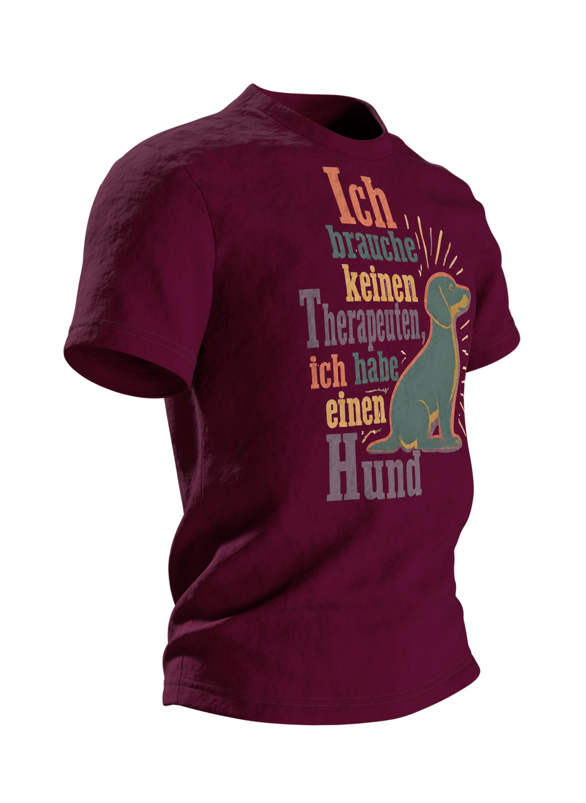 Ich brauche keinen Therapeuten T-Shirt: Vintage Hund Design, Seitenansicht links