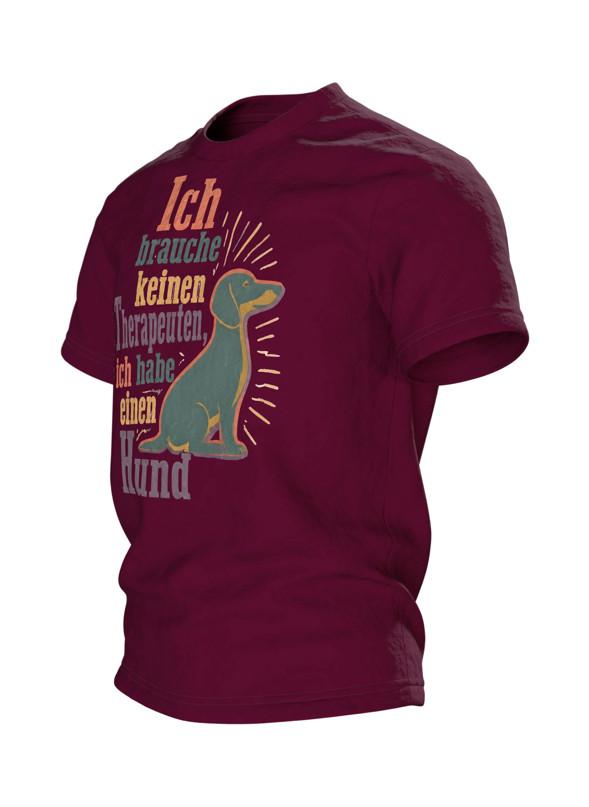Ich brauche keinen Therapeuten T-Shirt: Vintage Hund Design, Seitenansicht rechts