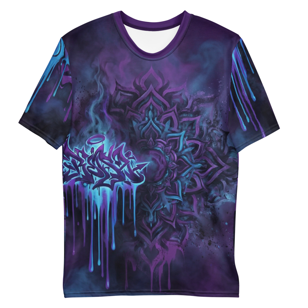 Mystisches Graffiti Tempel T-Shirt – Neon Drips