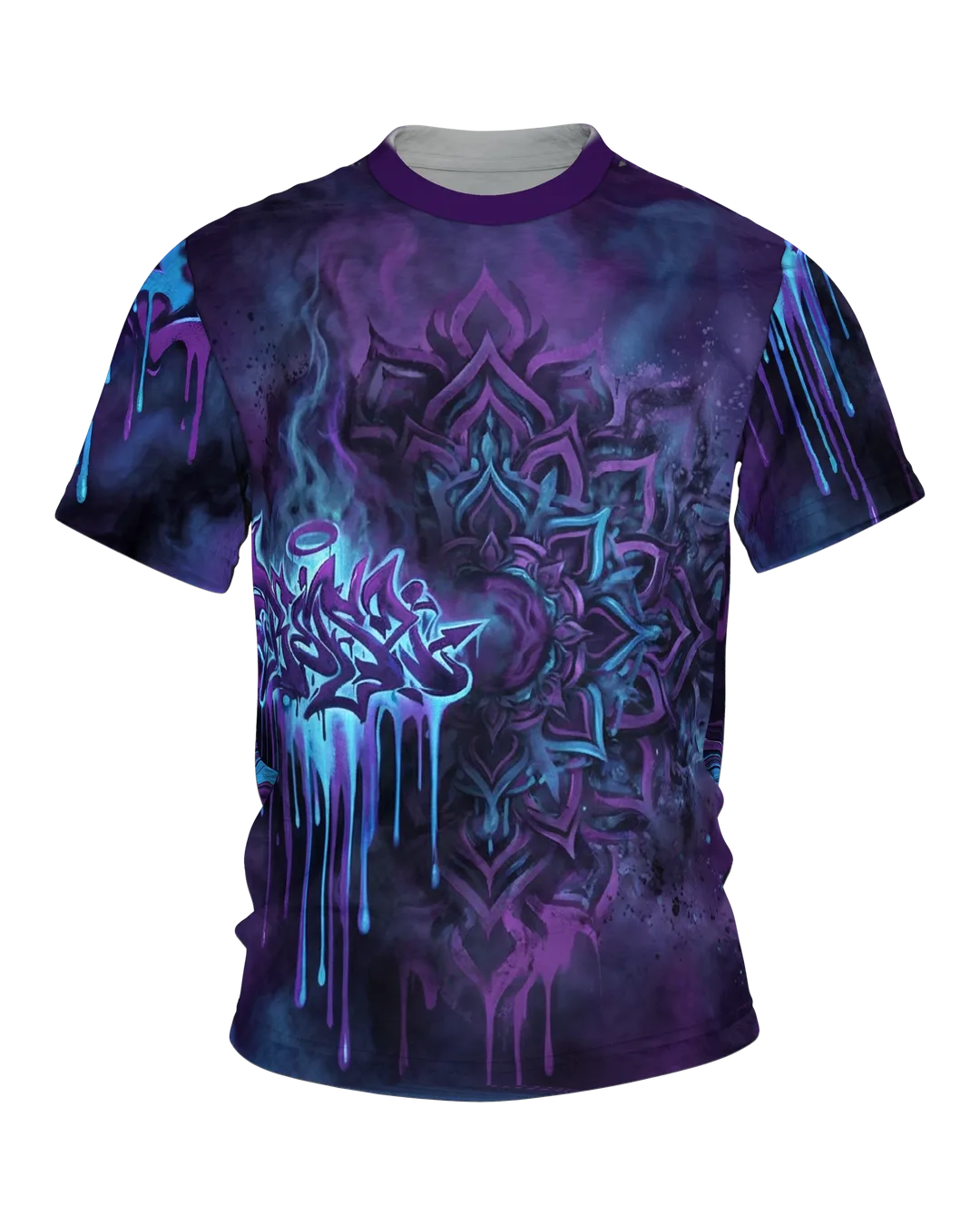 Mystisches Graffiti Tempel T-Shirt: Neon Drips