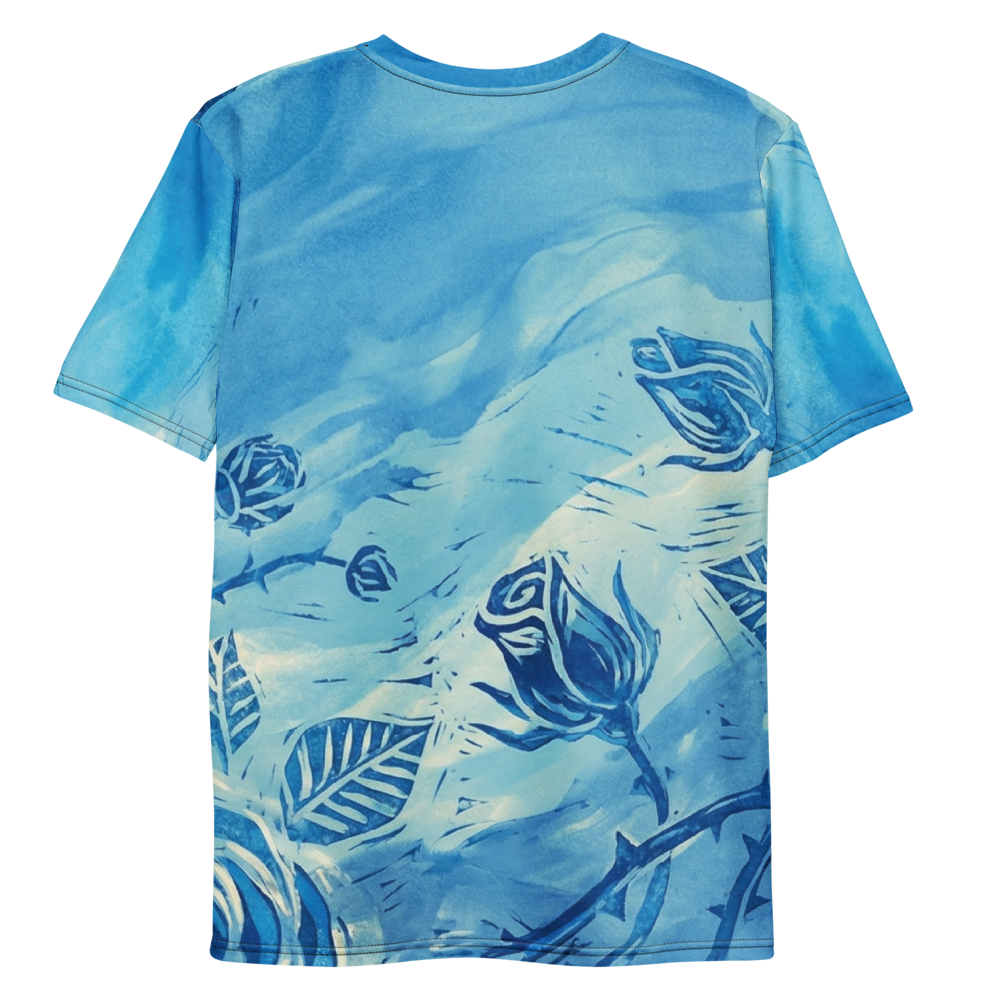 Blaue Rose im Linolschnitt — Zentrale Botanik T-Shirt