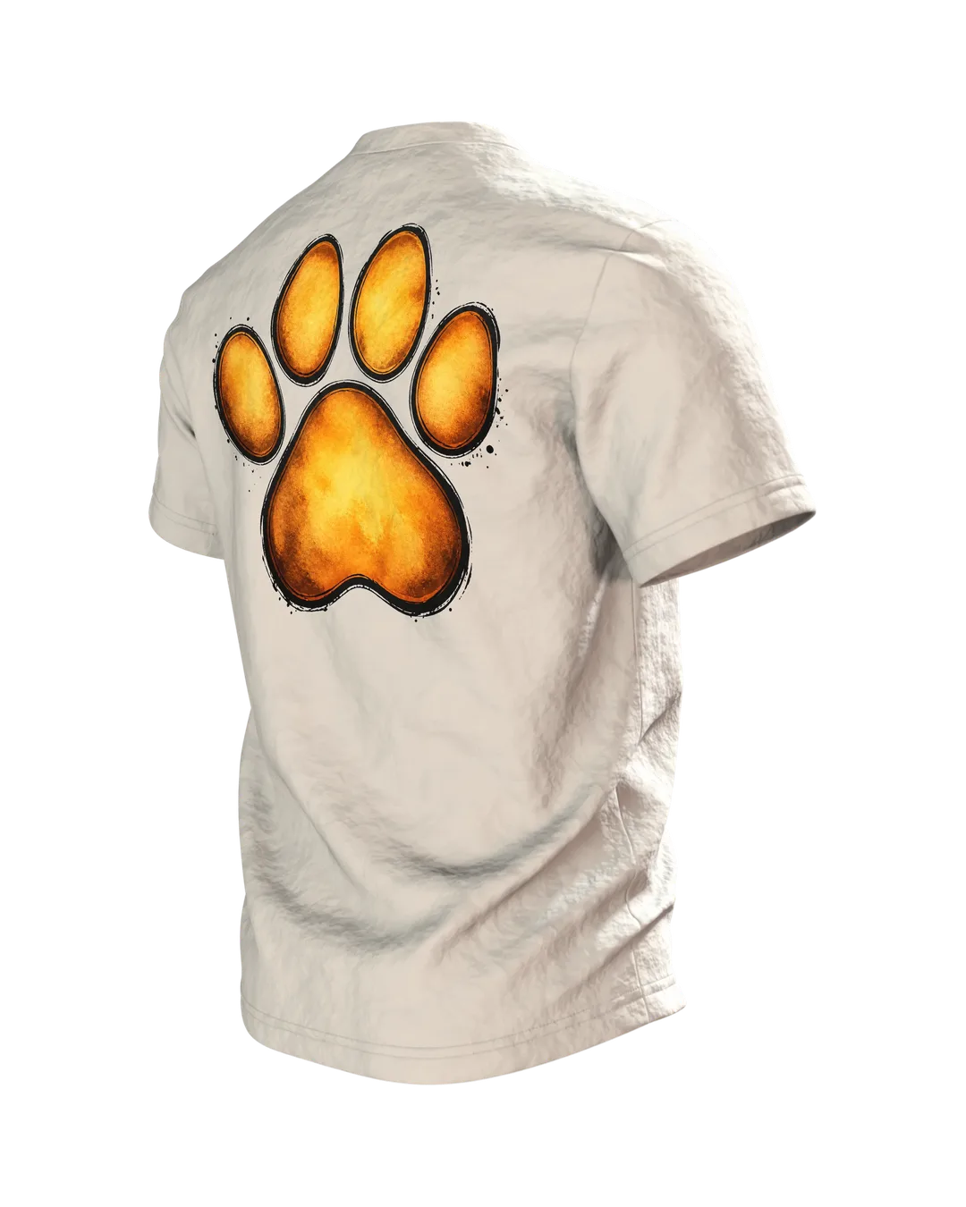 Labrador T-Shirt, goldenes Aquarell-Porträt mit Pfoten-Rücken, Rückseite schräg links