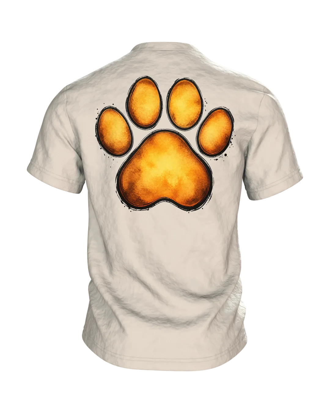 Labrador T-Shirt, goldenes Aquarell-Porträt mit Pfoten-Rücken, Rückseite