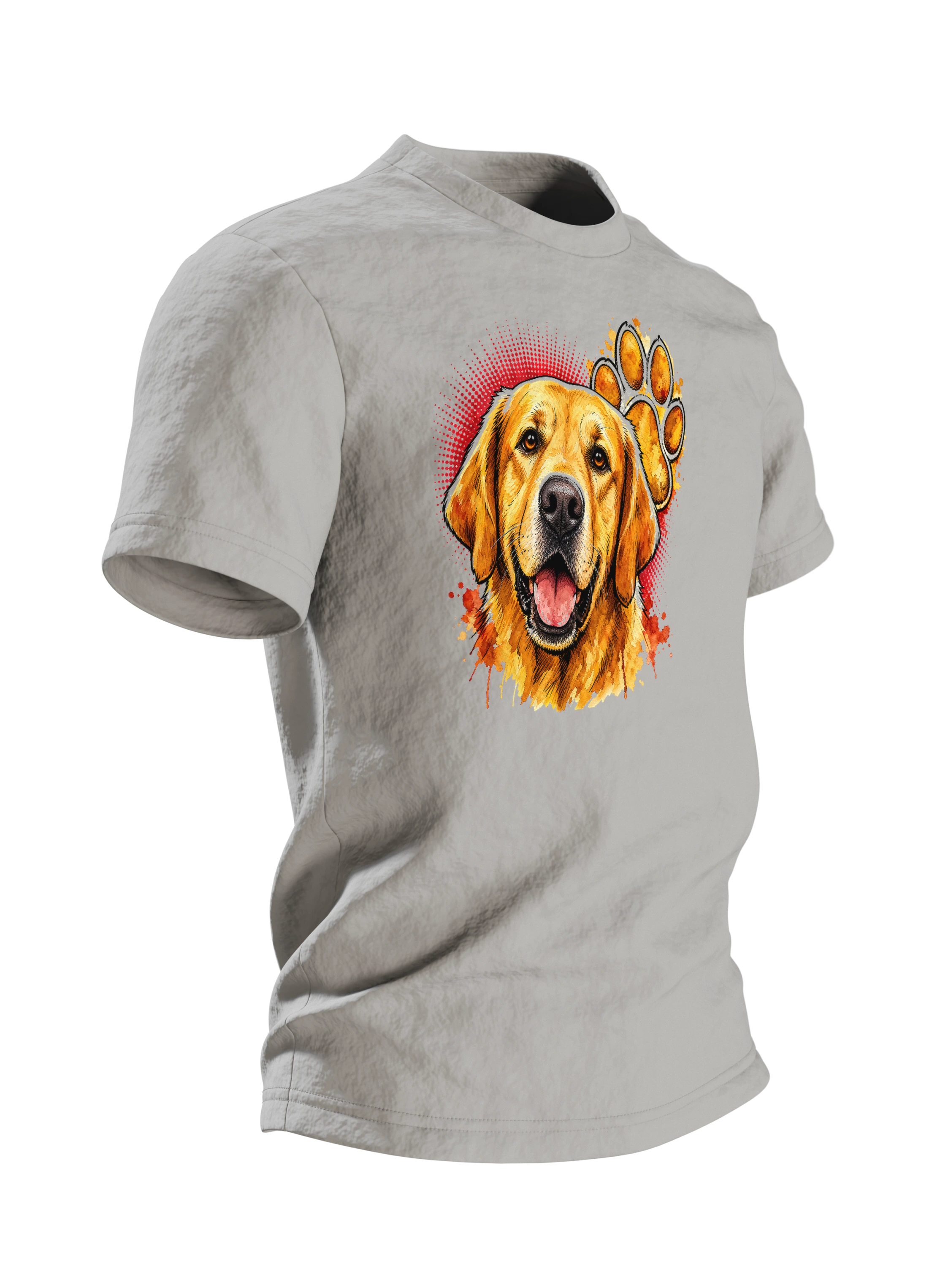 Labrador T-Shirt – goldenes Aquarell-Porträt — Linker Ärmel