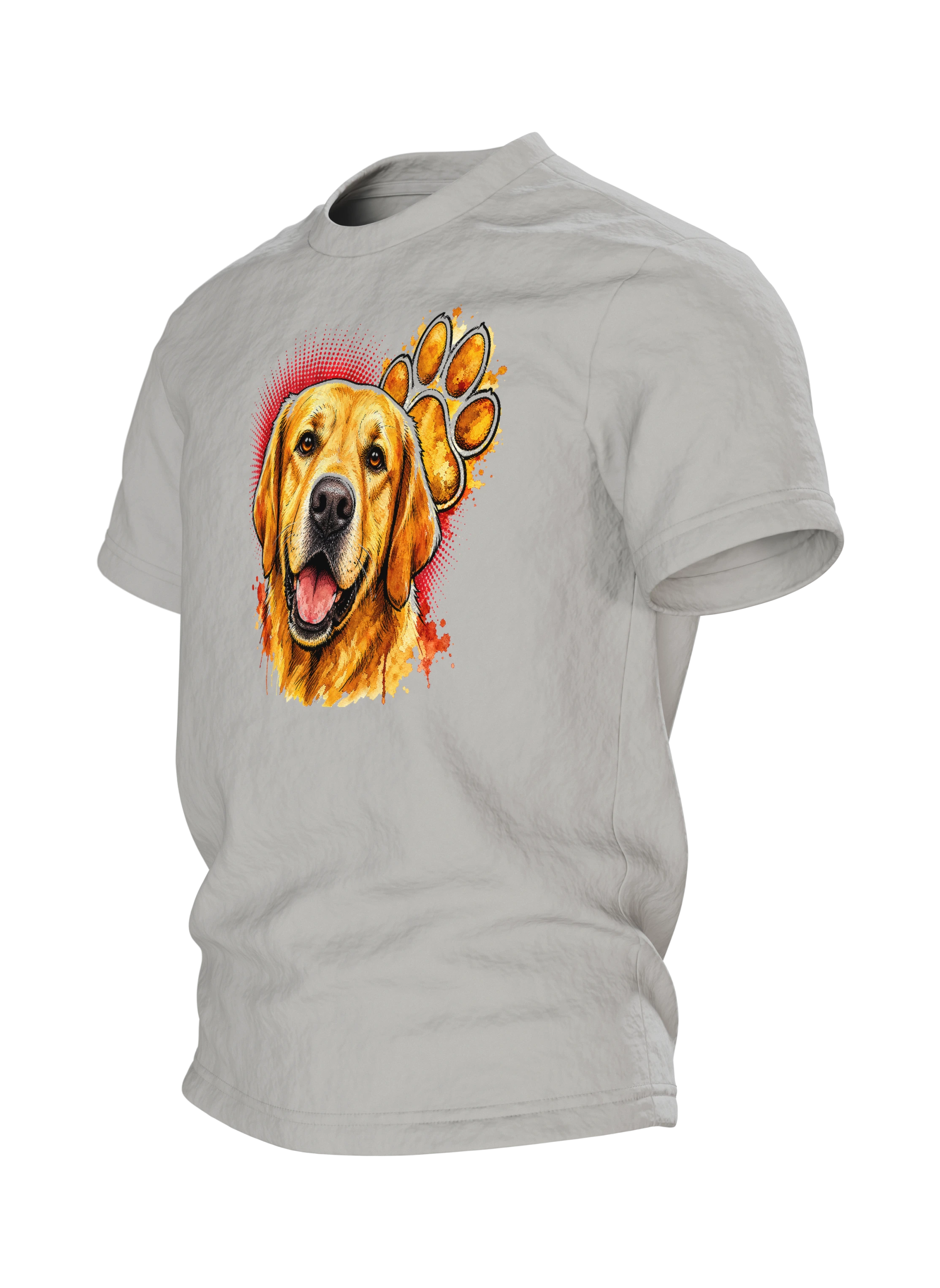 Labrador T-Shirt – goldenes Aquarell-Porträt — Rechter Ärmel