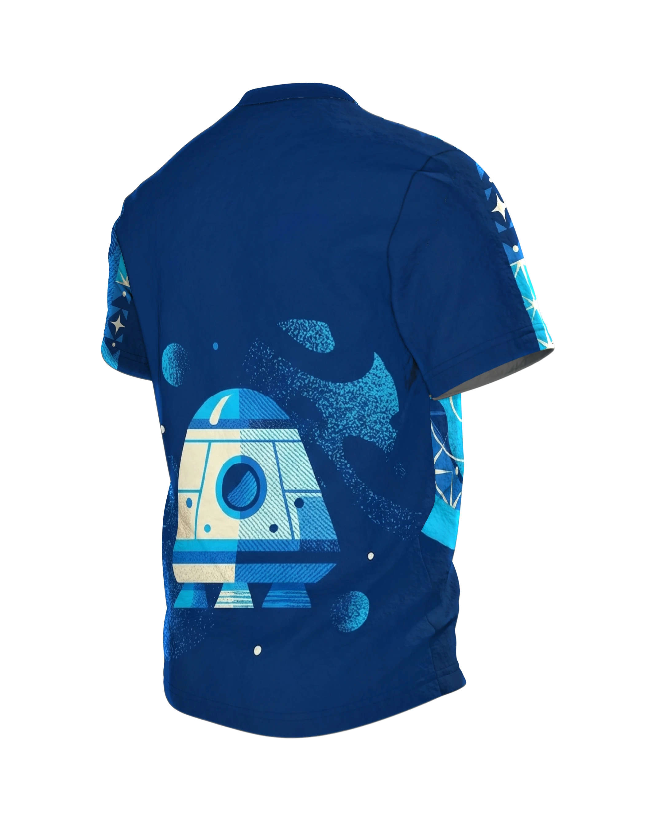 Retro Astronaut & Raumkapsel T-Shirt: Kosmos, Rückseite schräg links
