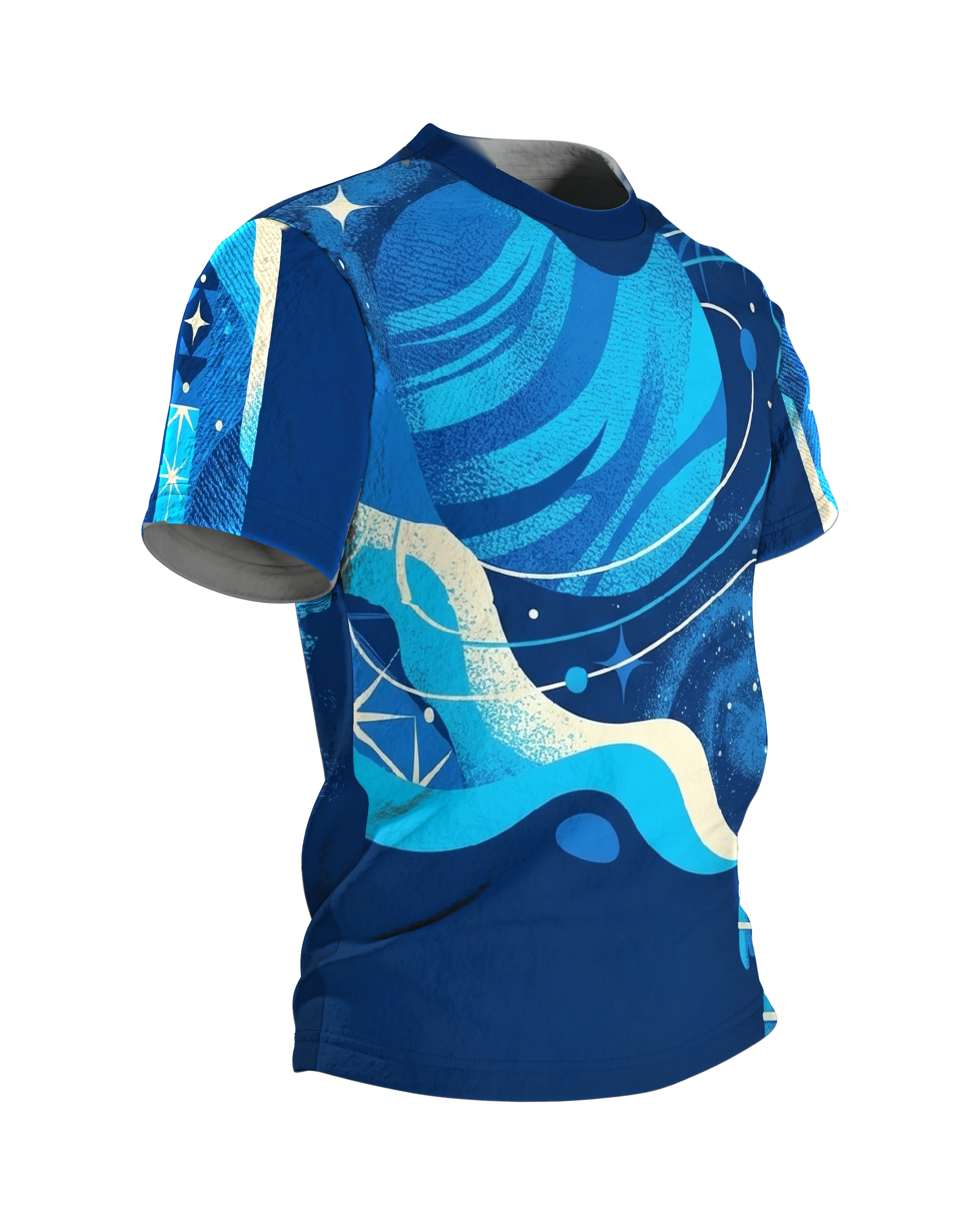 Retro Astronaut & Raumkapsel T-Shirt: Kosmos, Seitenansicht links