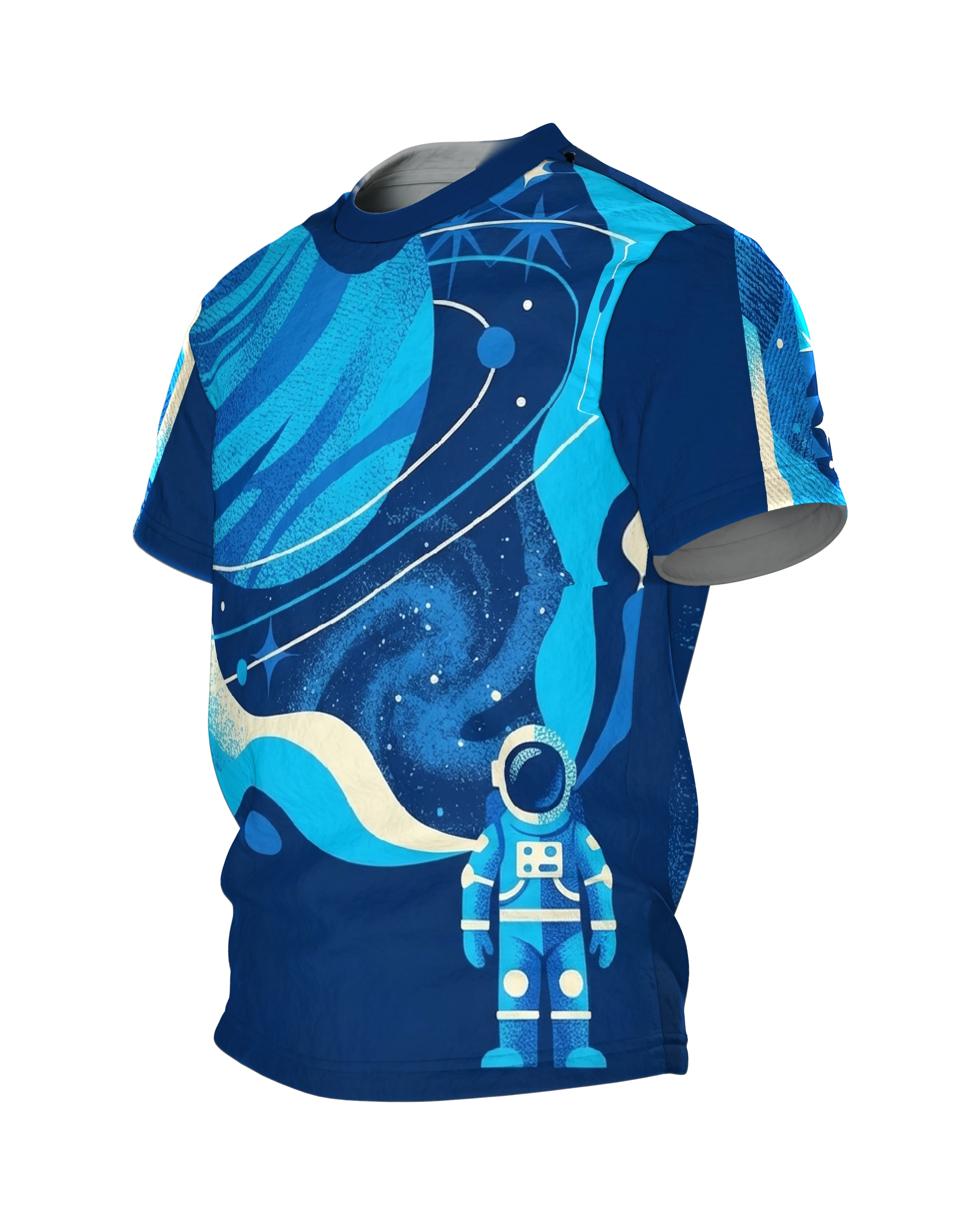 Retro Astronaut & Raumkapsel T-Shirt: Kosmos, Seitenansicht rechts