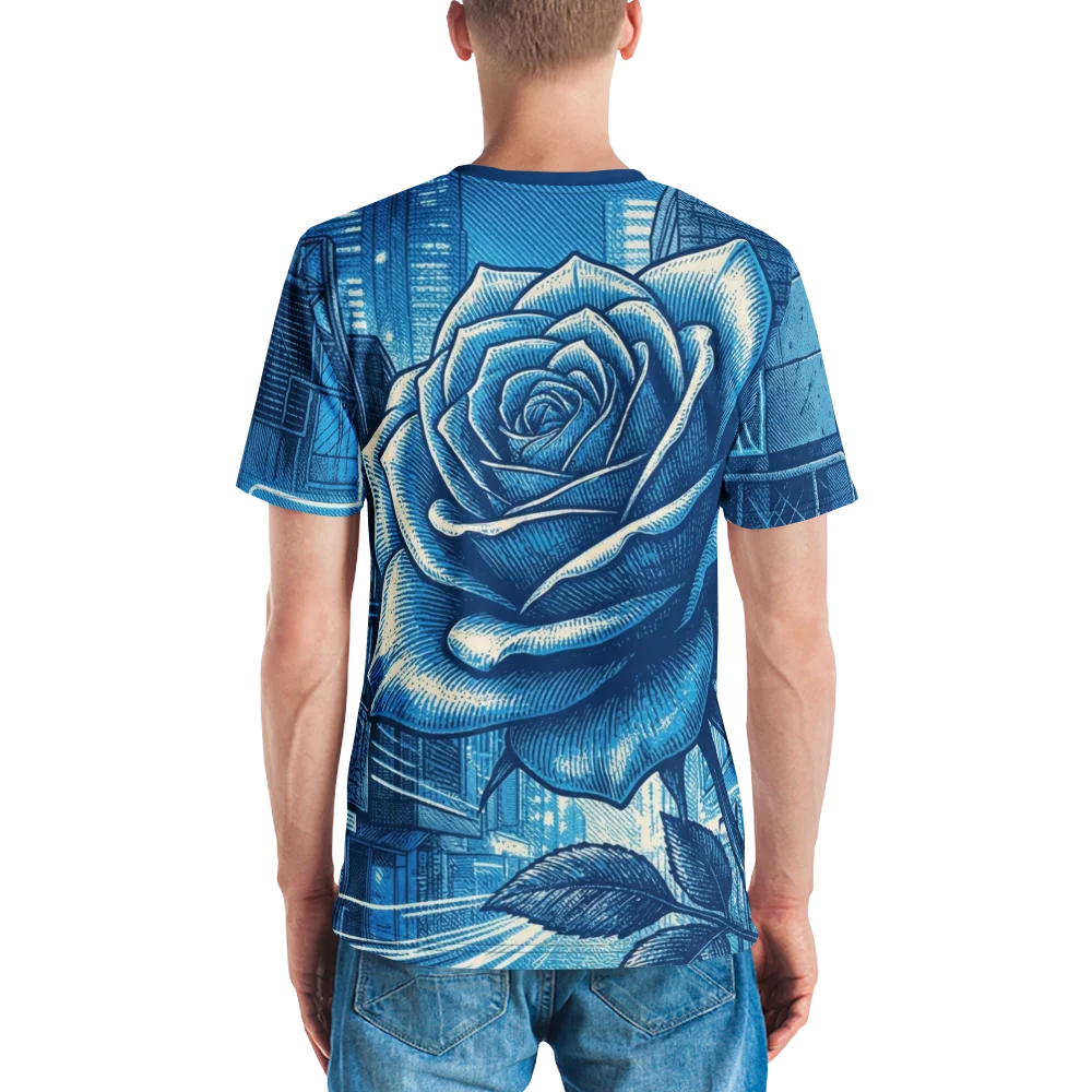 Cyberpunk Rose T-Shirt — Bleistift Stadt Monochrom — Ansicht 7