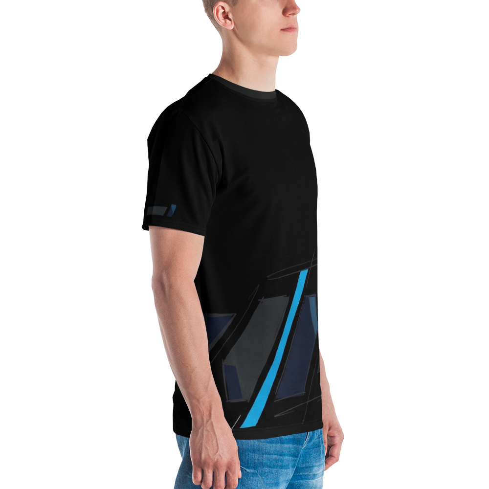Abstract Speed Diagonal — Cyan Schwarz Motion T-Shirt