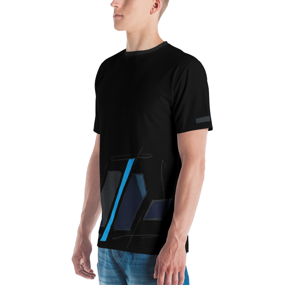Abstract Speed Diagonal — Cyan Schwarz Motion T-Shirt