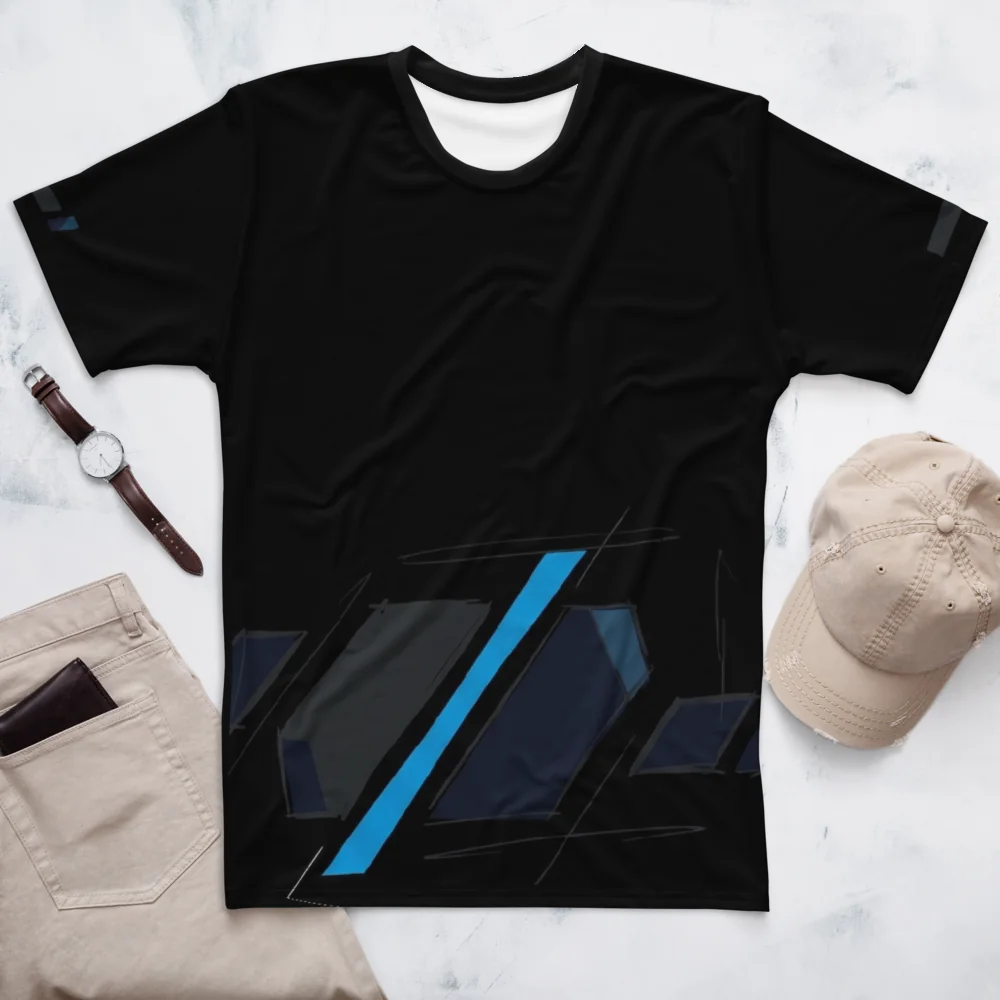 Abstract Speed T-Shirt — Cyan Schwarz Motion — Ansicht 3