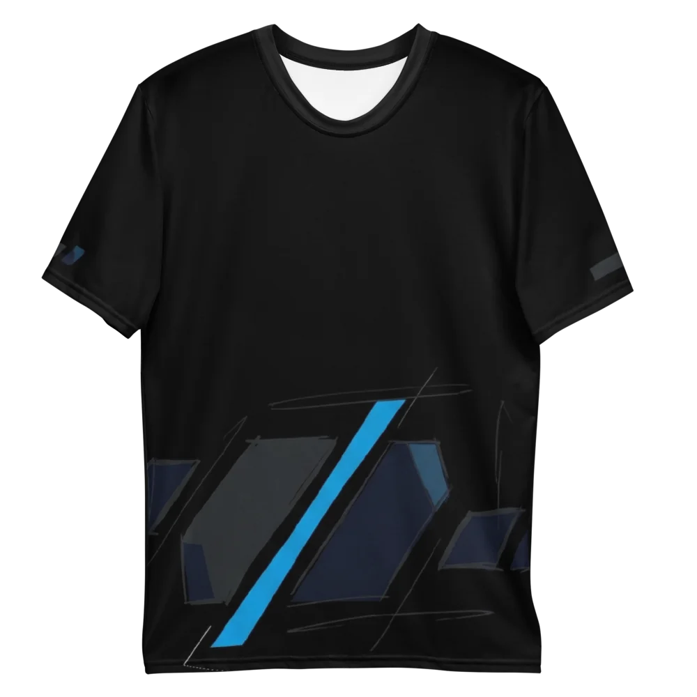 Abstract Speed T-Shirt — Cyan Schwarz Motion — Vorderseite