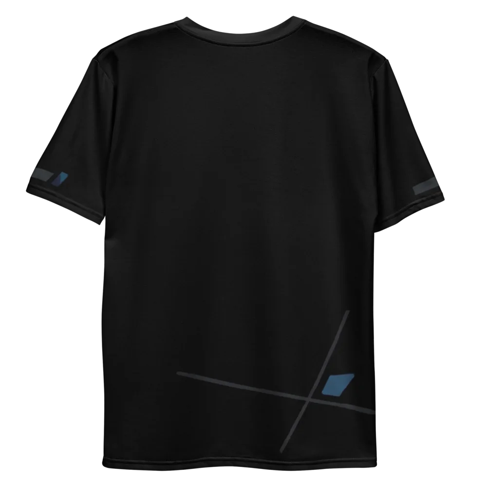Abstract Speed T-Shirt — Cyan Schwarz Motion — Rückseite