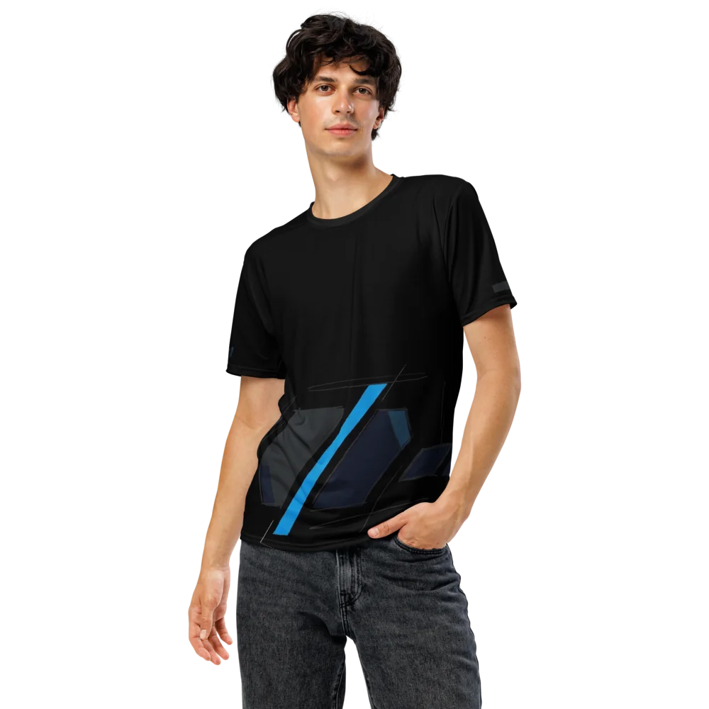 Abstract Speed T-Shirt — Cyan Schwarz Motion — Ansicht 5