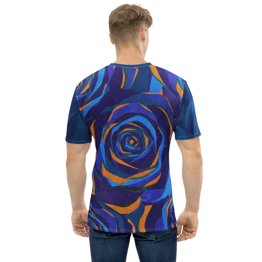 Blaue Facetten-Rose T-Shirt – Geometrisches Design