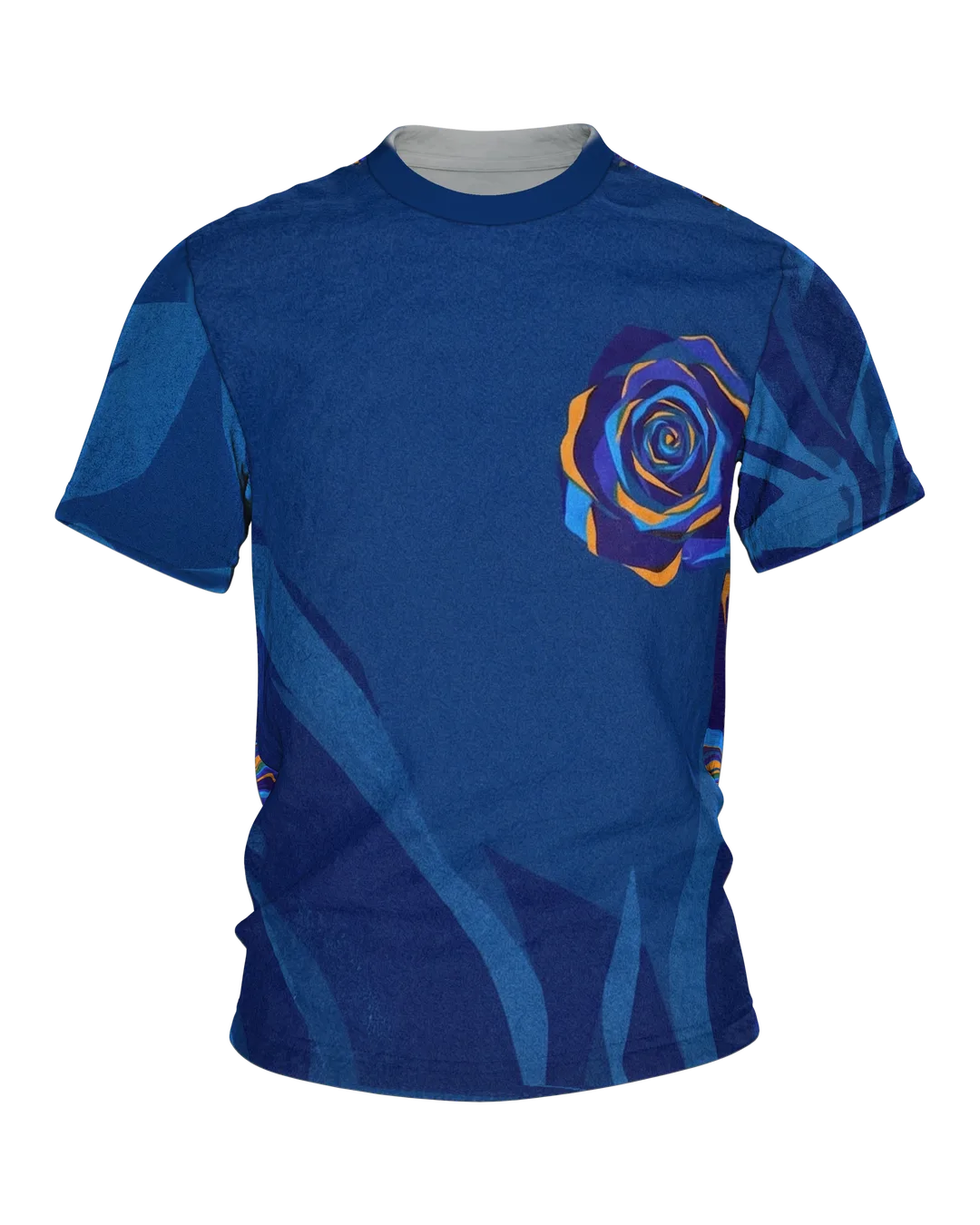 Blaue Facetten-Rose T-Shirt: Geometrisches Design
