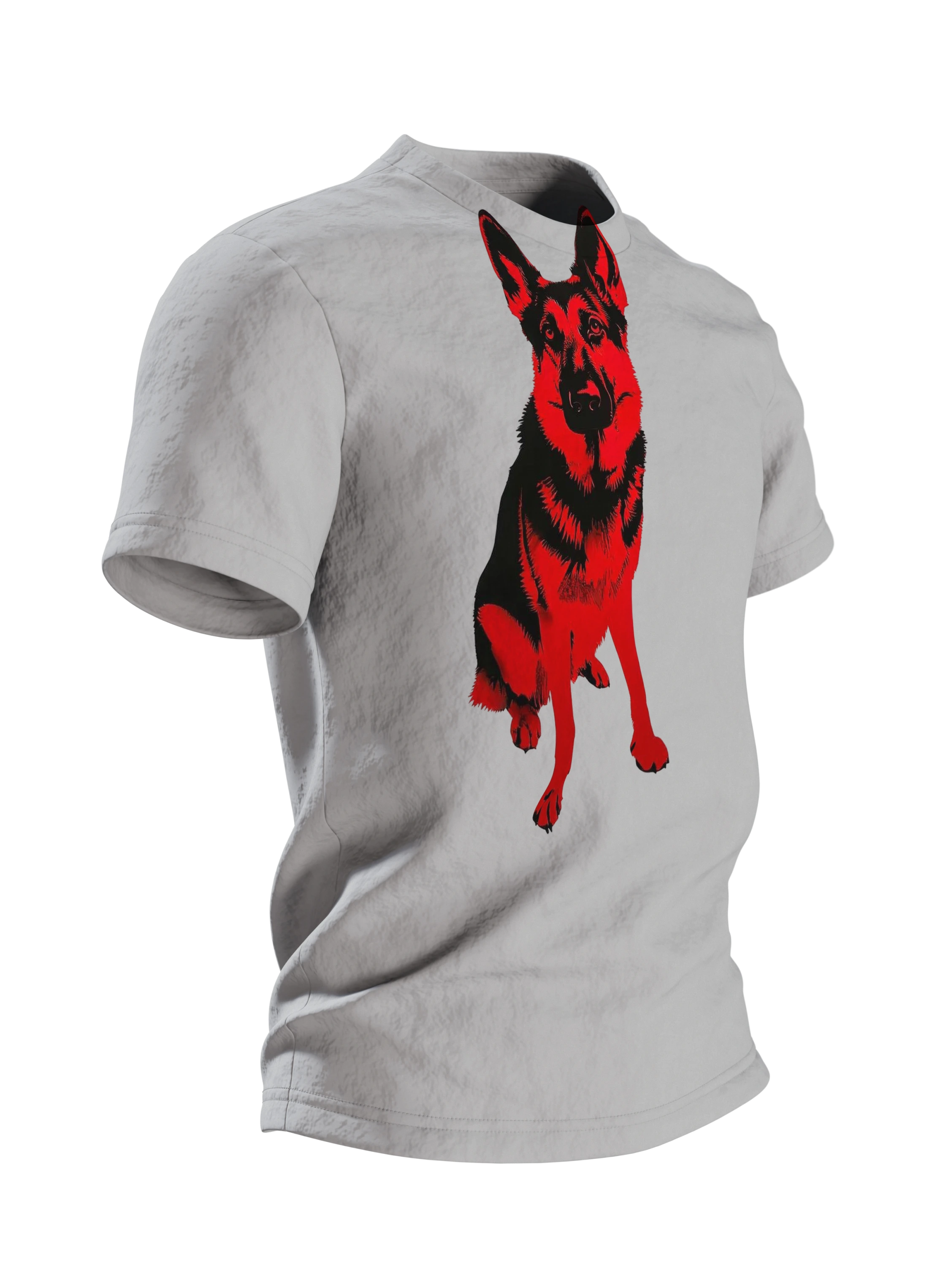 Schäferhund Stencil Art Rot Schwarz Baumwoll T-Shirt