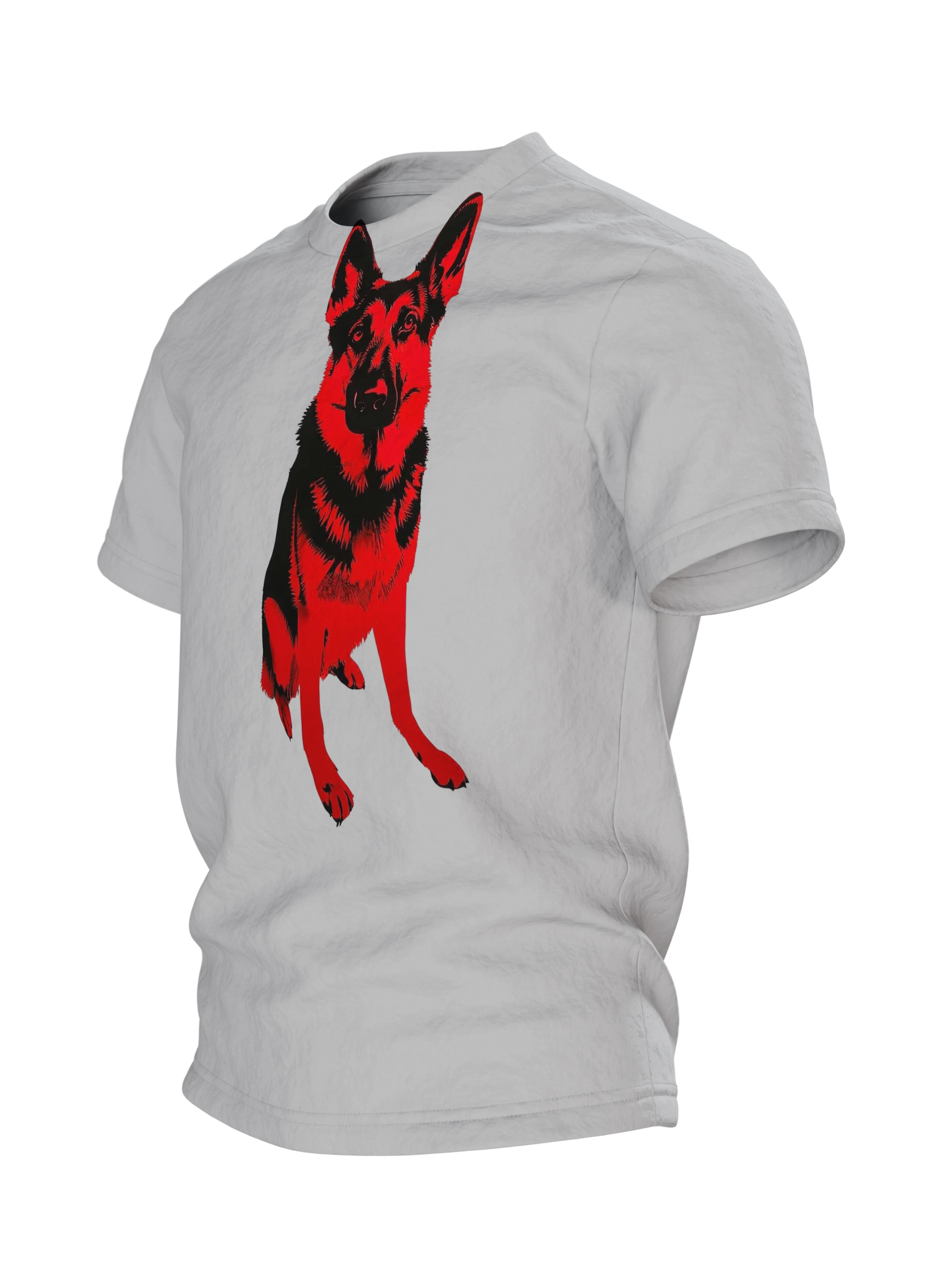 Schäferhund Stencil Art Rot Schwarz Baumwoll T-Shirt