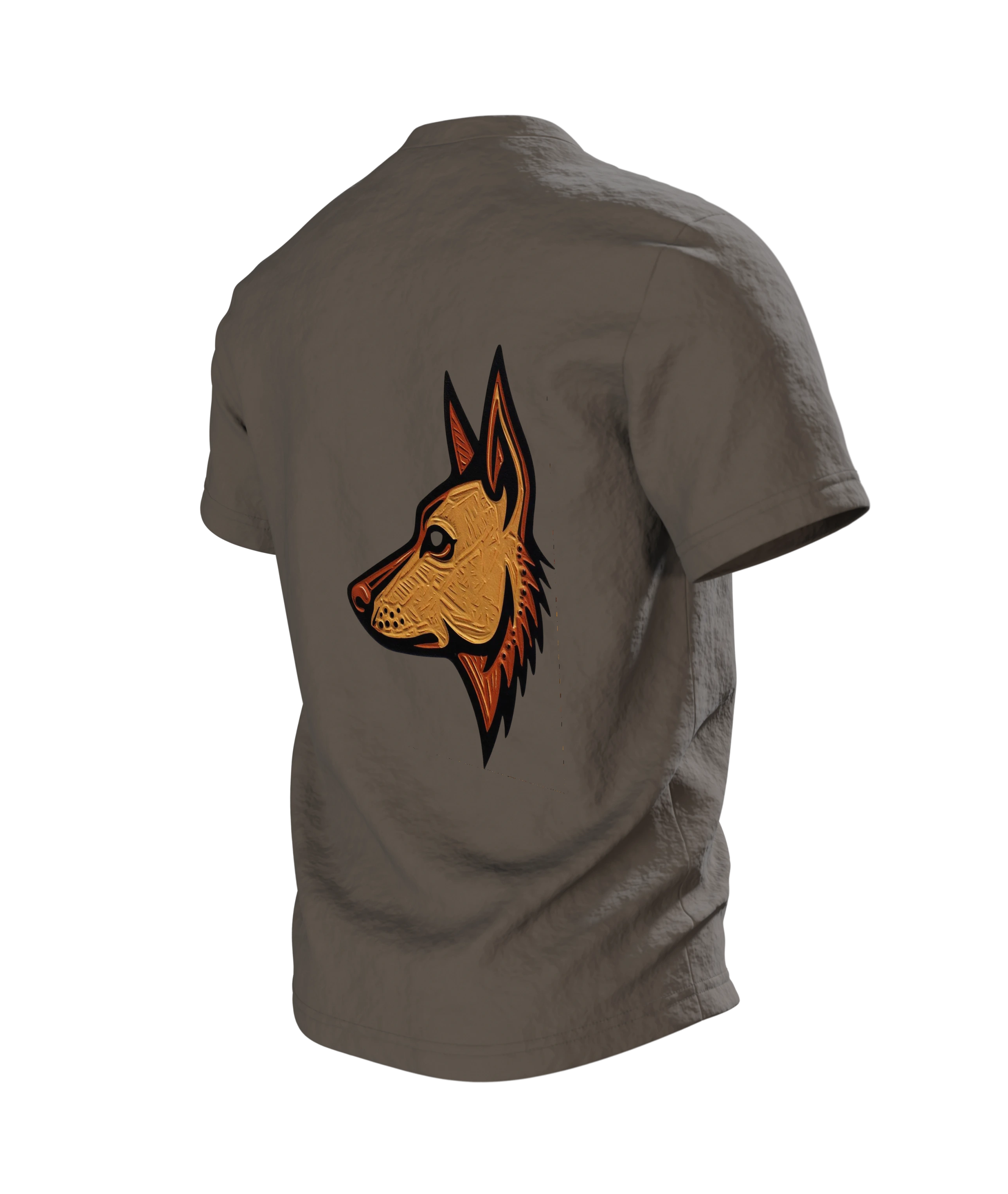 Schäferhund Linolschnitt Baumwoll T-Shirt — Rückseite