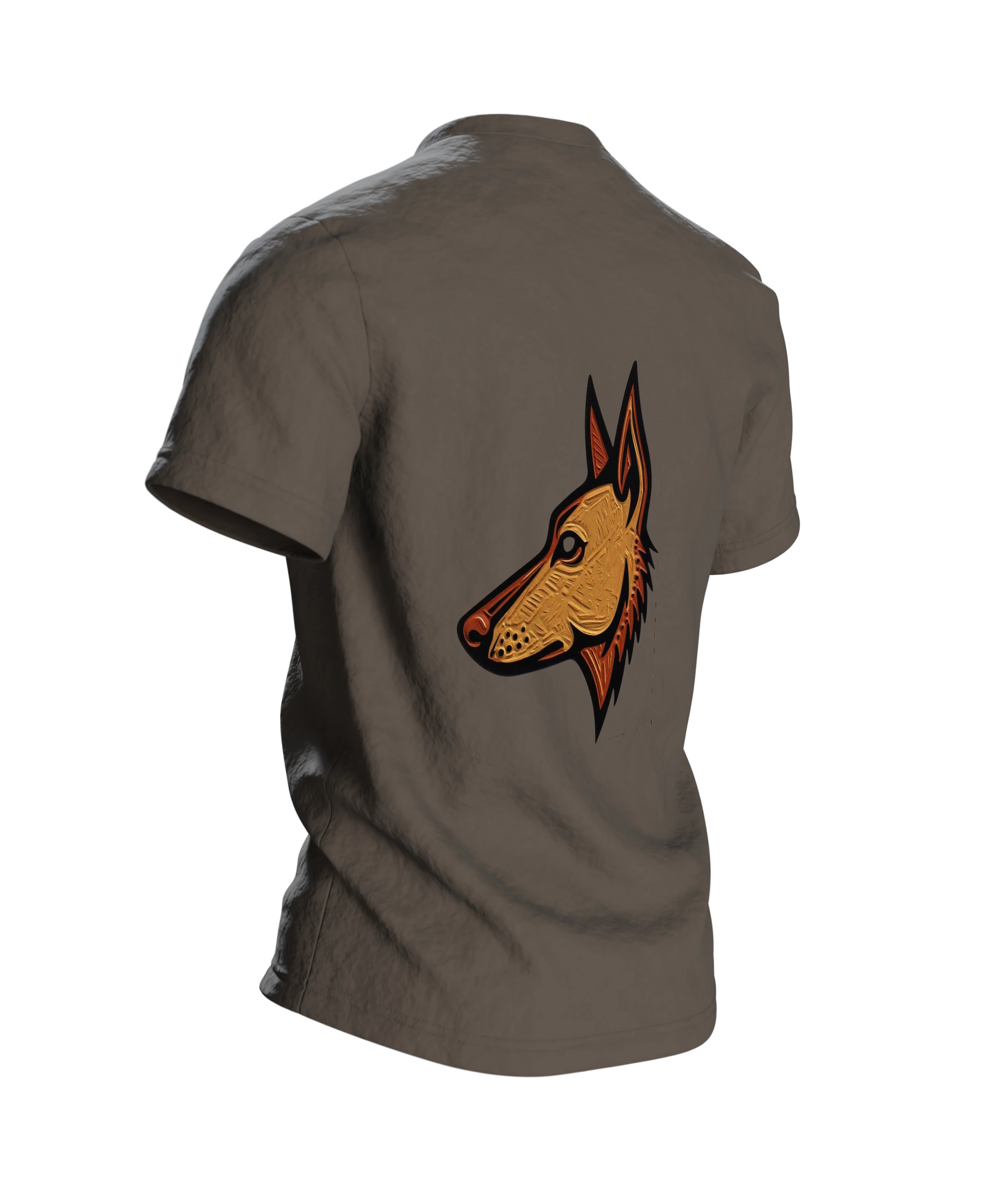 Schäferhund Linolschnitt Baumwoll T-Shirt — Rückseite