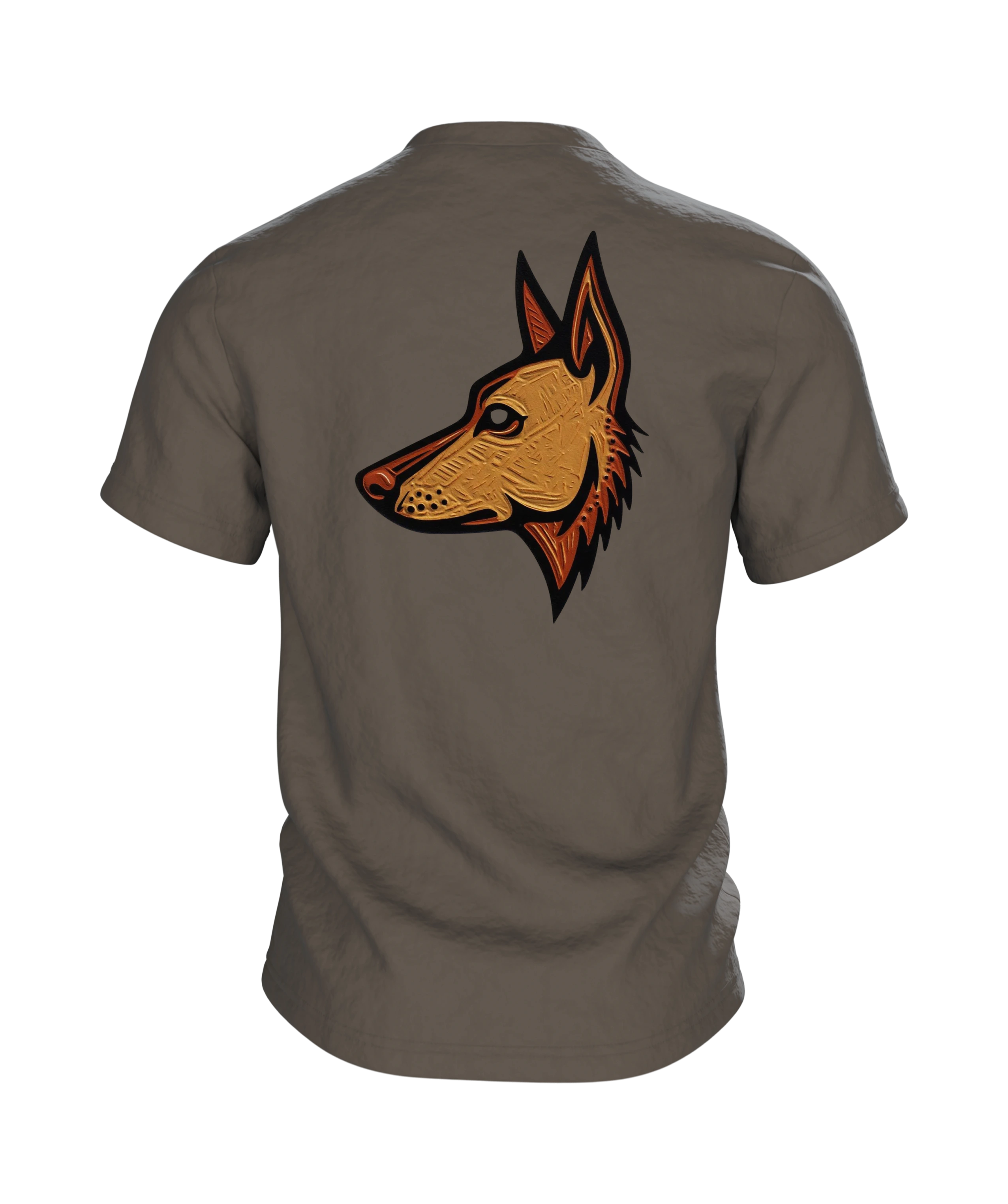 Schäferhund Linolschnitt Baumwoll T-Shirt — Rückseite