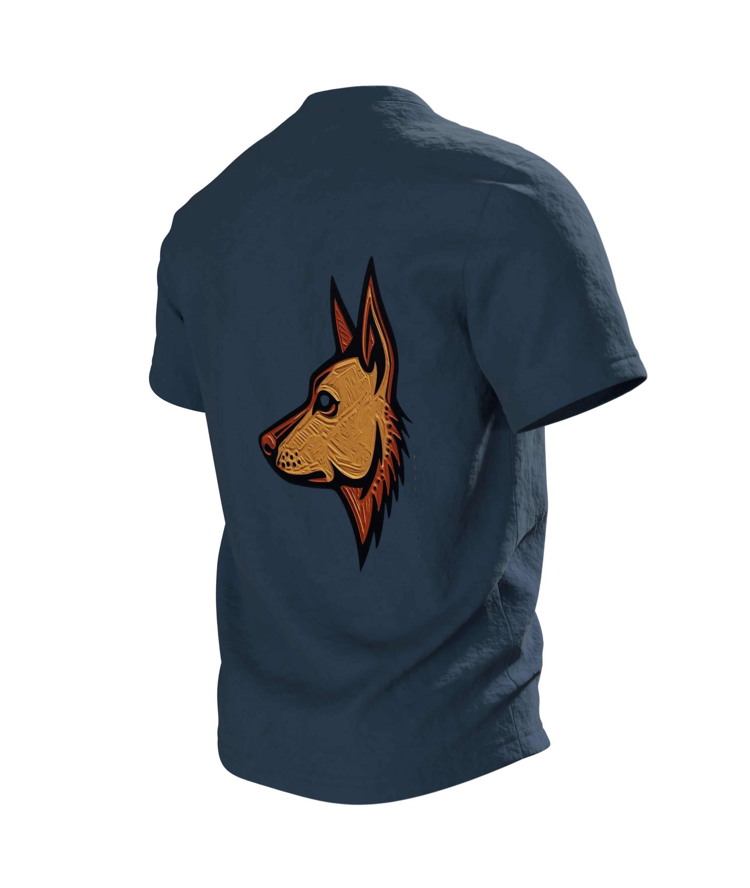 Schäferhund Linolschnitt Baumwoll T-Shirt