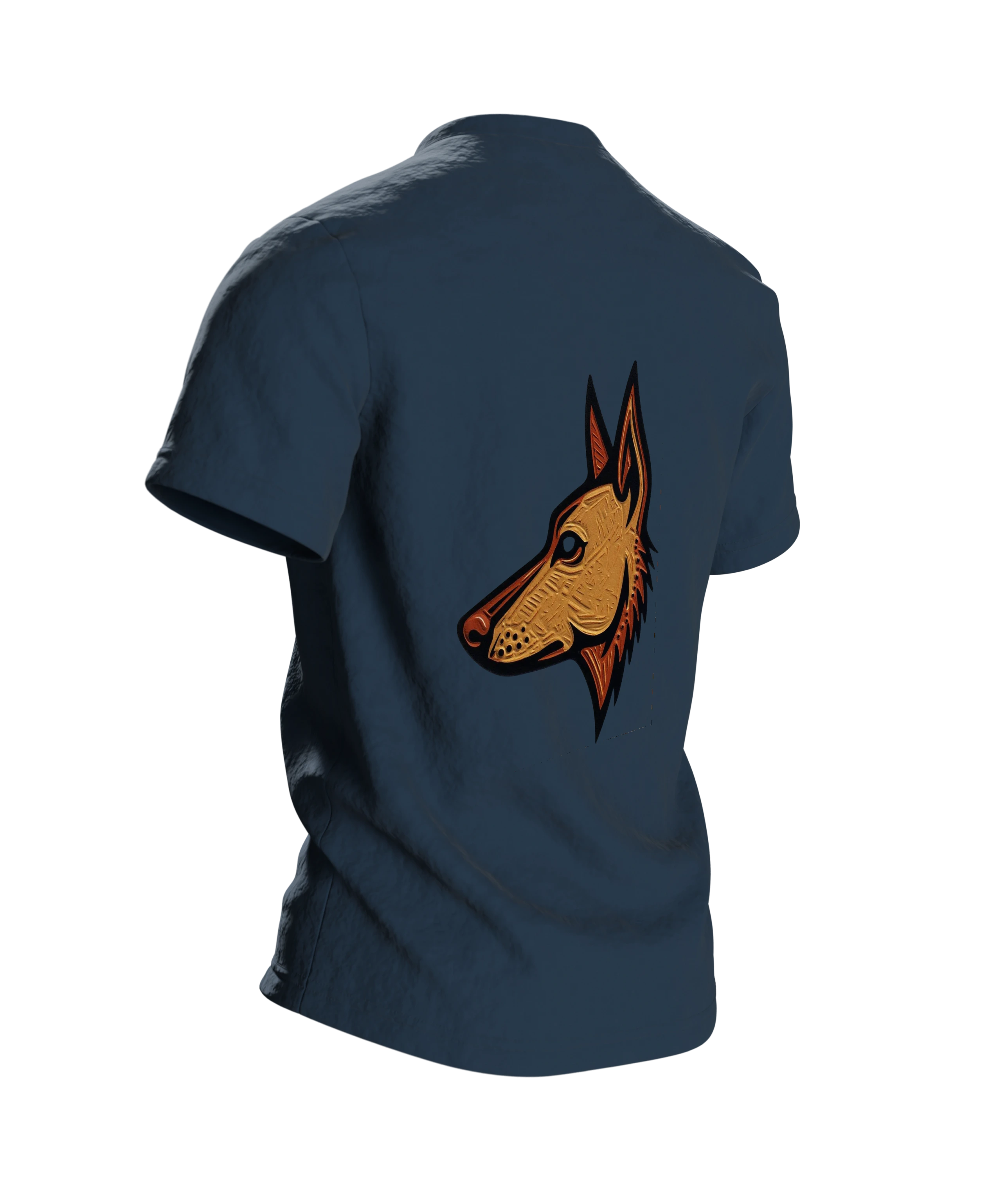 Schäferhund Linolschnitt Baumwoll T-Shirt