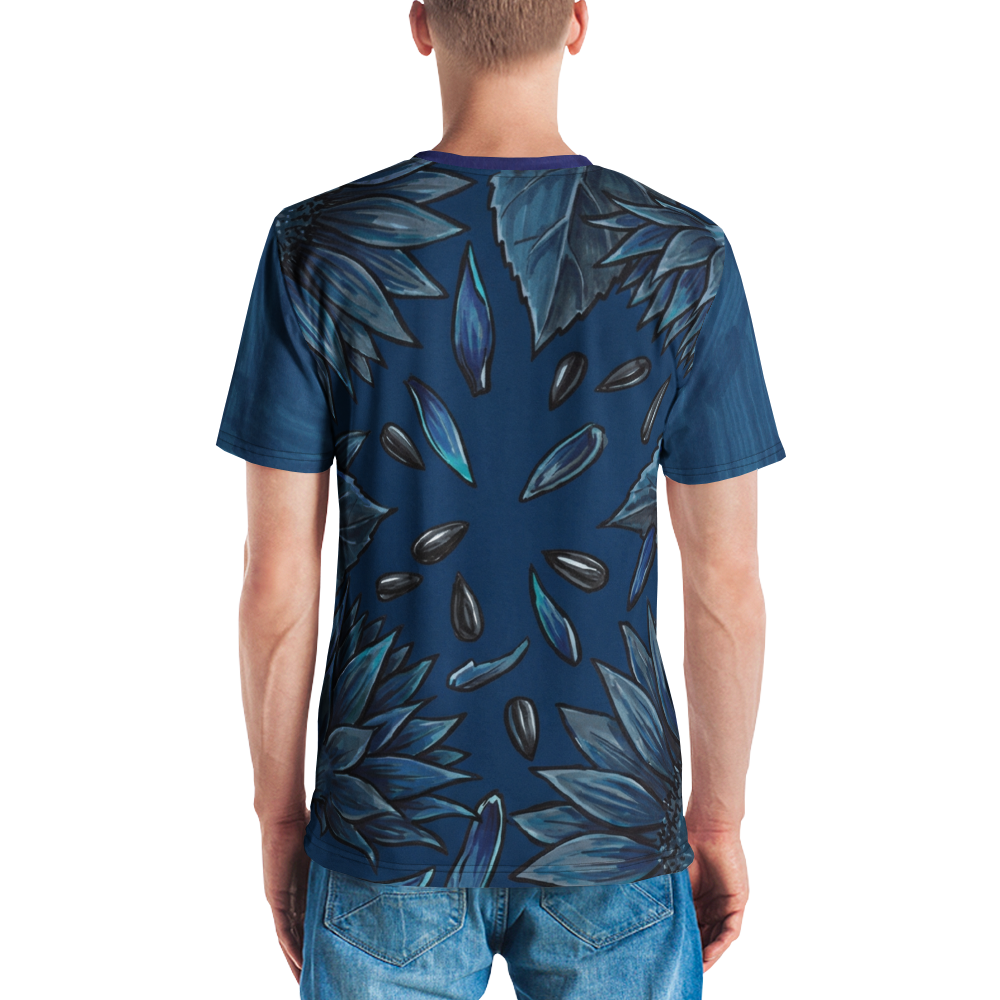 Nachtblaue Sonnenblumen T-Shirt – Surreale Botanik — Ansicht 6