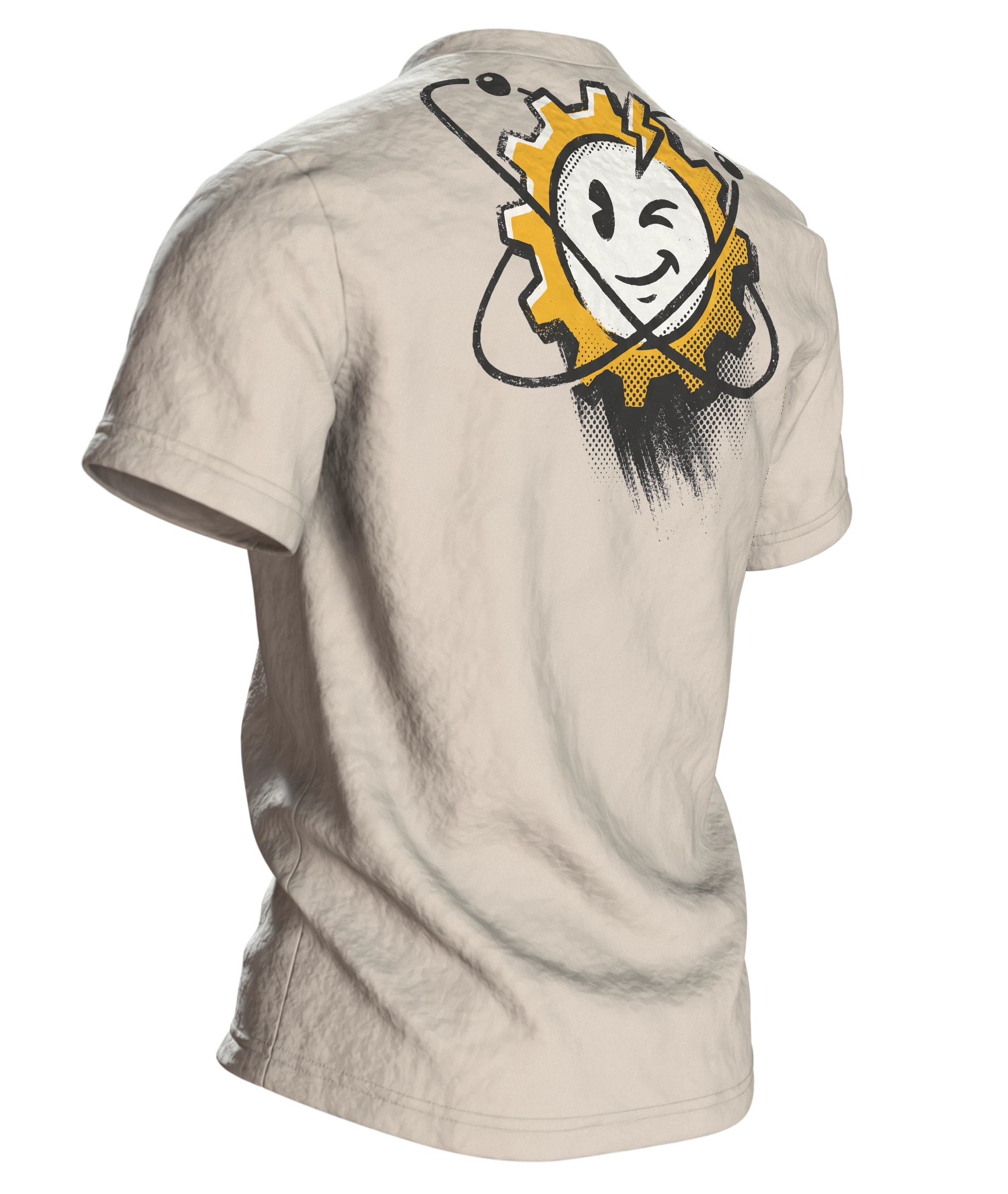 Elektriker T-Shirt "Vertrau mir, ich bin fast Elektriker", Warndreieck mit Blitz im Halbton-Druck, Rückseite schräg rechts