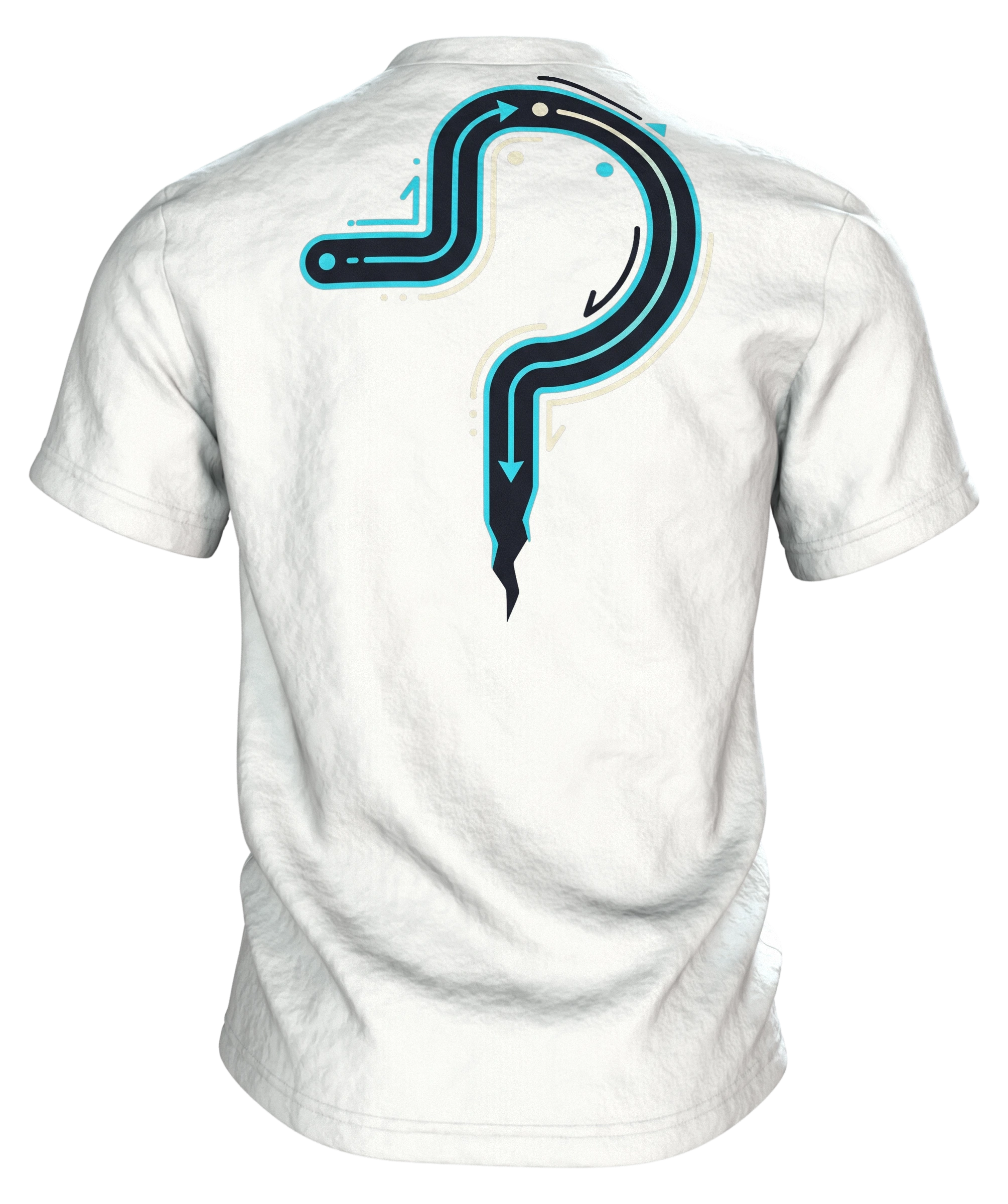 Läuft bei mir T-Shirt "Läuft bei mir. Langsam, aber läuft", Line-Art-Schnecke mit Blitz, Rückseite