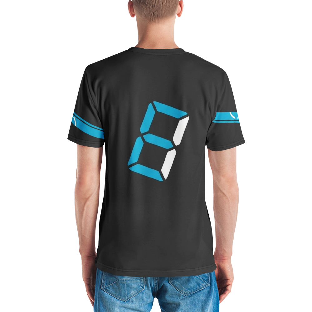 Stoppuhr Workout Digital Display — Cyan Schwarz Action T-Shirt