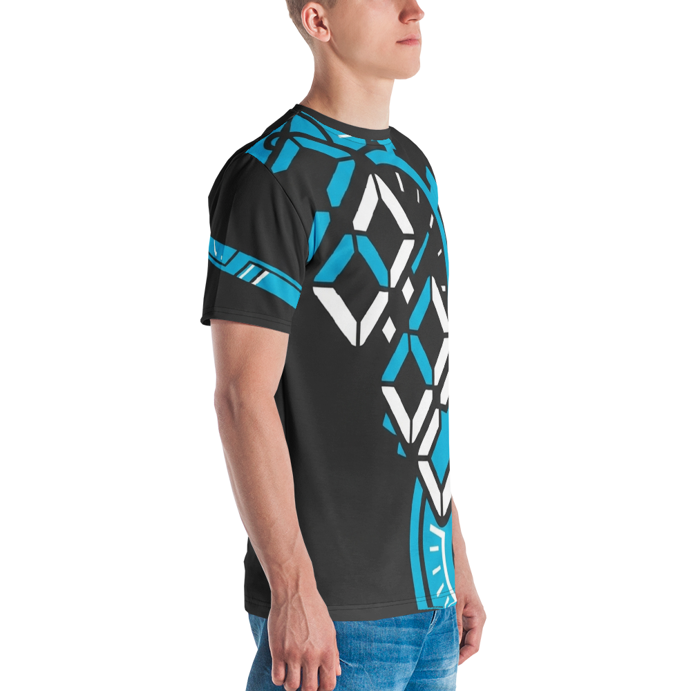 Stoppuhr Workout Digital Display — Cyan Schwarz Action T-Shirt