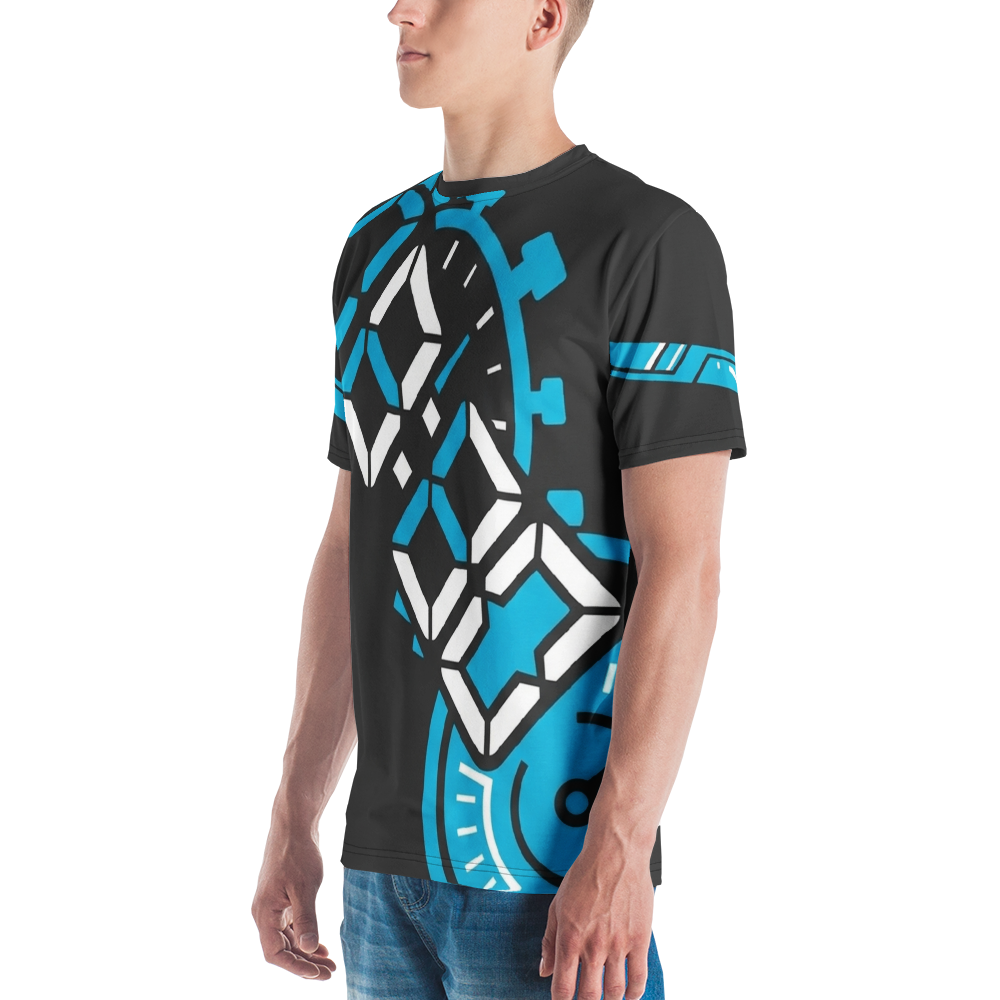 Stoppuhr Workout Digital Display — Cyan Schwarz Action T-Shirt