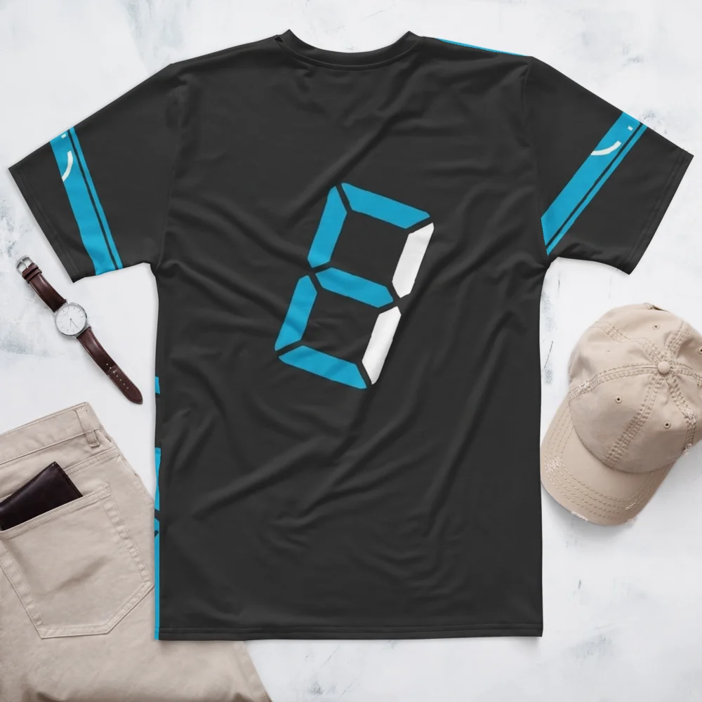 Stoppuhr Workout T-Shirt — Cyan Schwarz Action — Rückseite