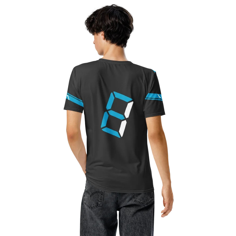 Stoppuhr Workout T-Shirt — Cyan Schwarz Action — Ansicht 6